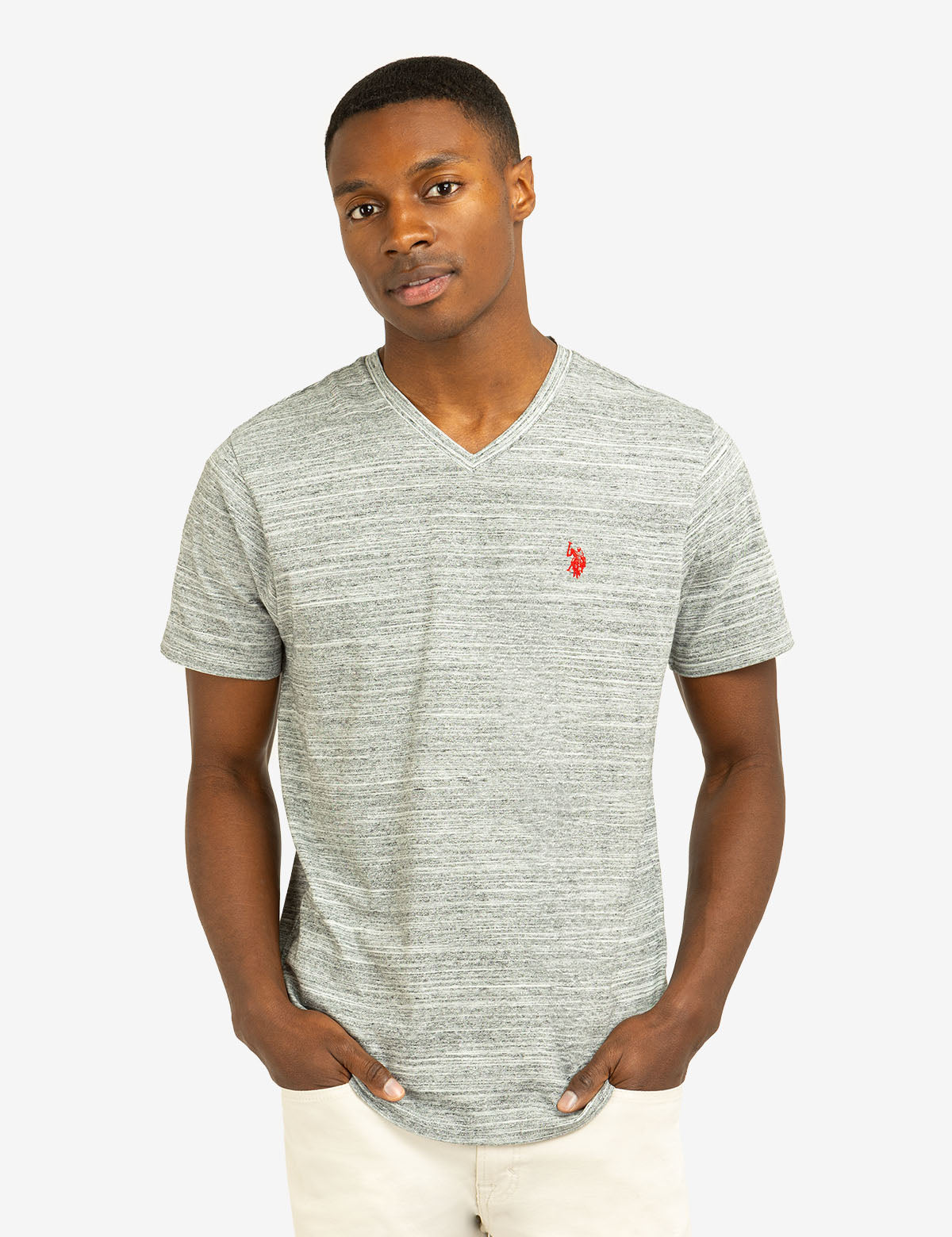 Space Dye Jersey V-Neck T-Shirt for Women & Men