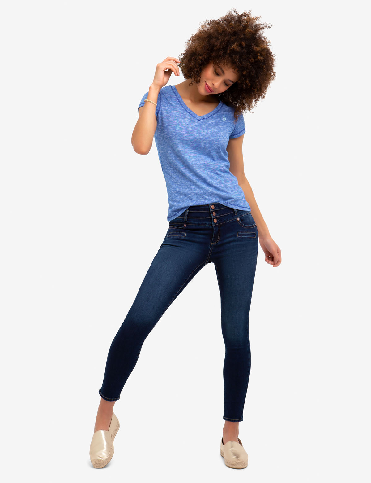 Space Dyed Cotton V-Neck T-Shirt for Men & Women
