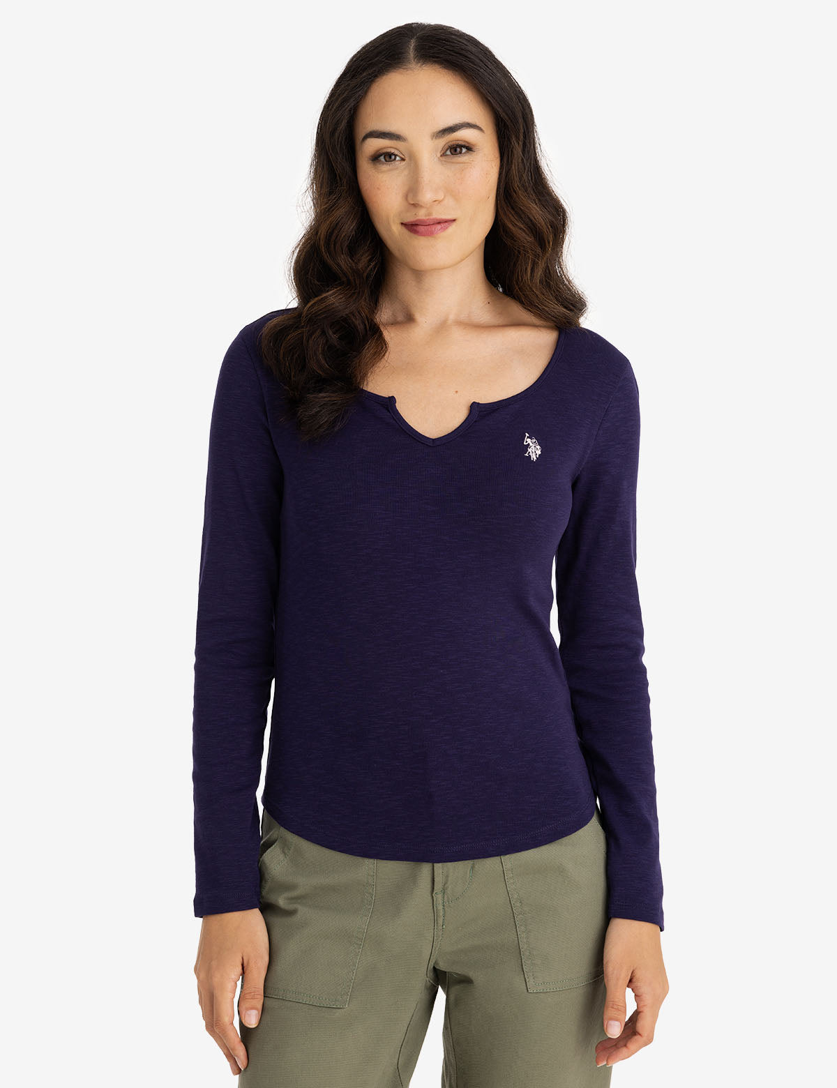 Notch Neck Long Sleeve T-Shirt for Men & Women