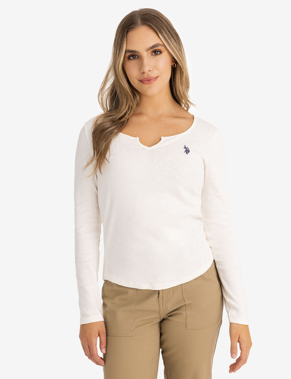 Notch Neck Long Sleeve T-Shirt for Men & Women