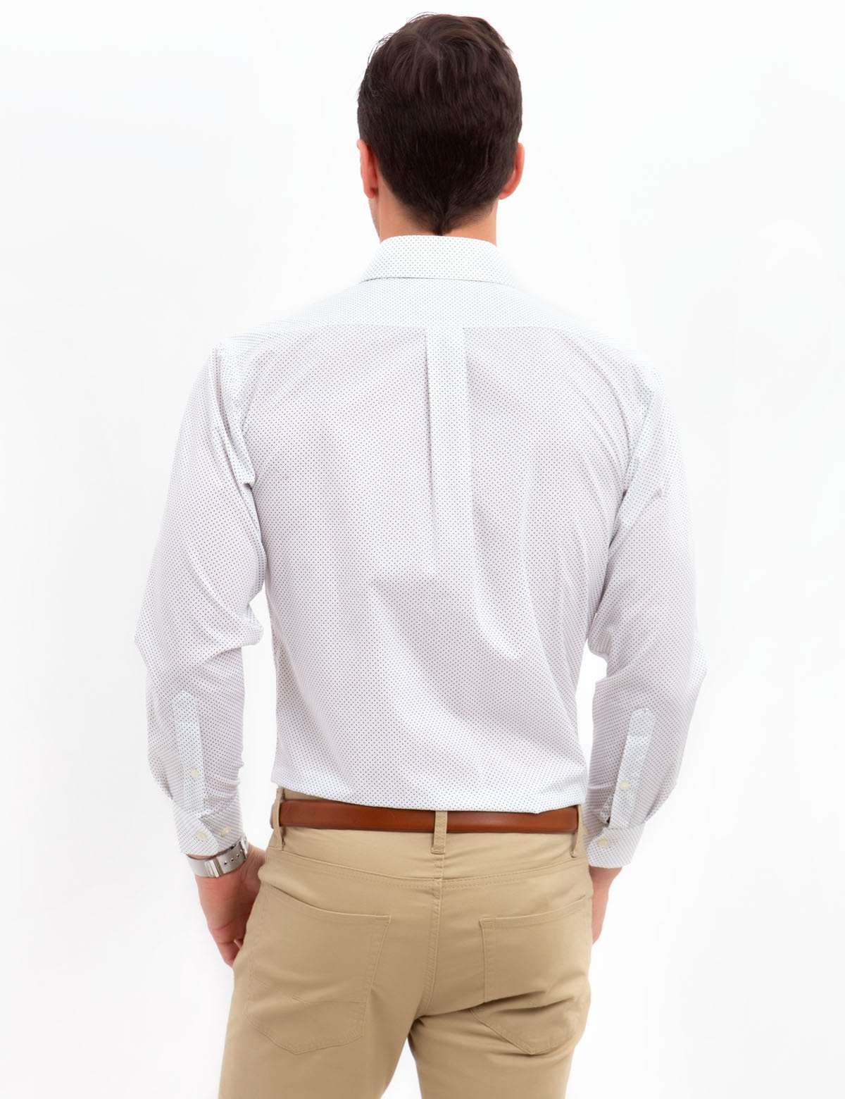 Men's Spread Collar Dot Dress Shirt - Classic Fit Cotton Polyester