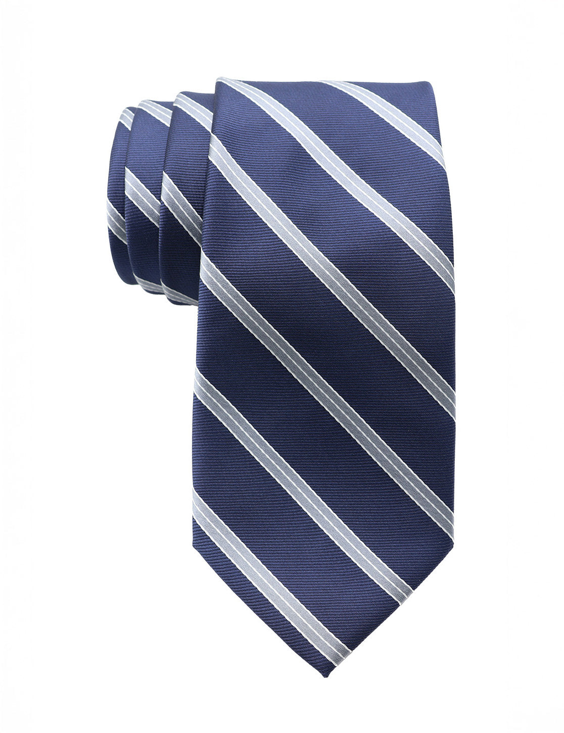 U.S. Polo Assn Navy Silver Stripe Men's Necktie - 100% Polyester
