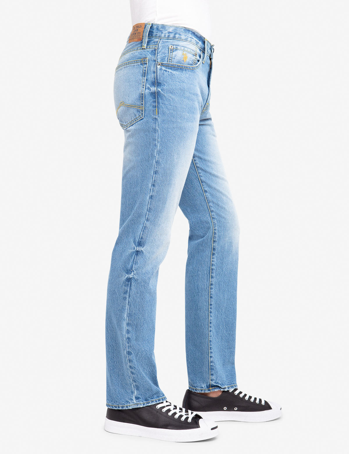 Men's Light Wash Straight Fit Jeans - 100% Cotton