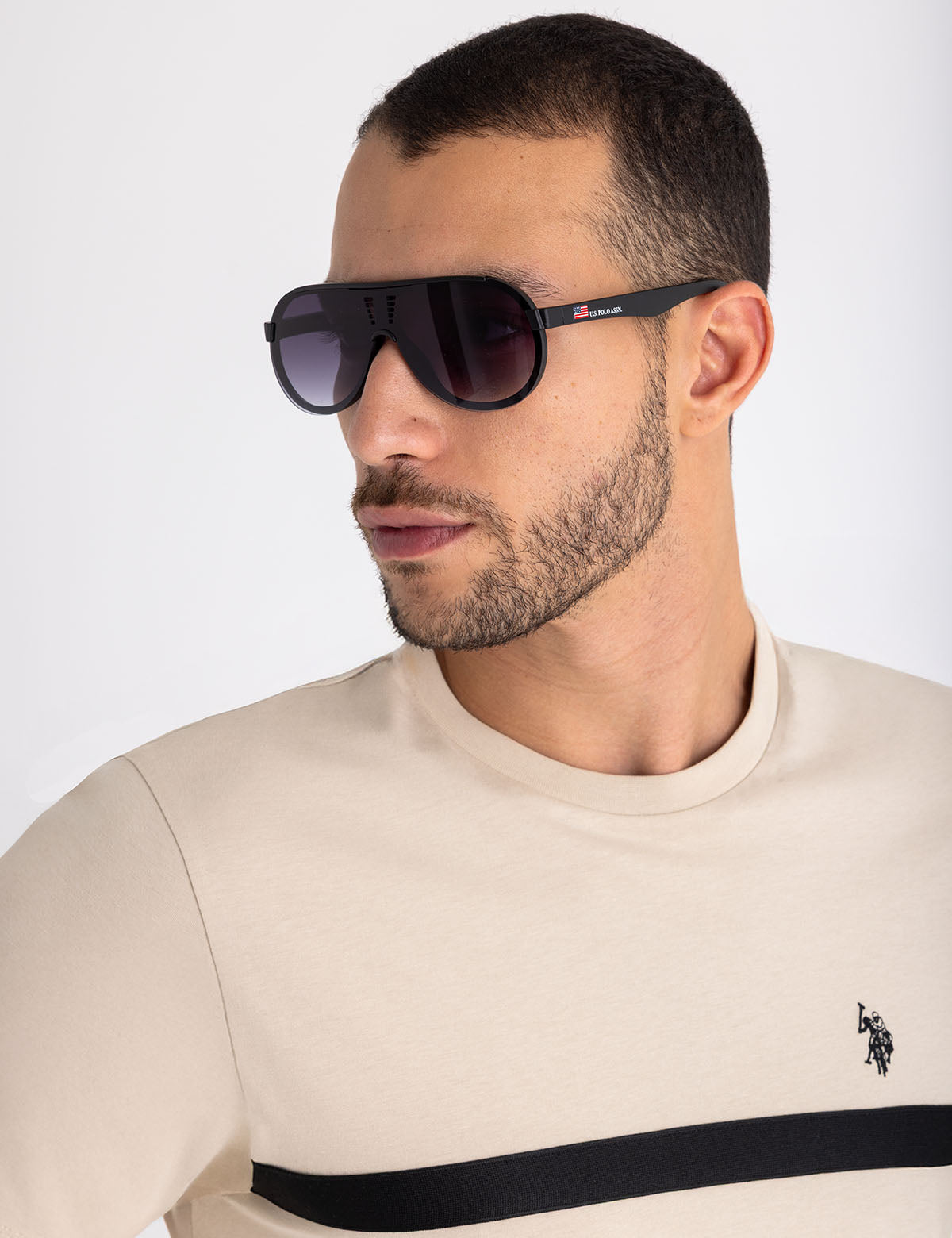 Men's Plastic Shield Sunglasses with Backframe Design