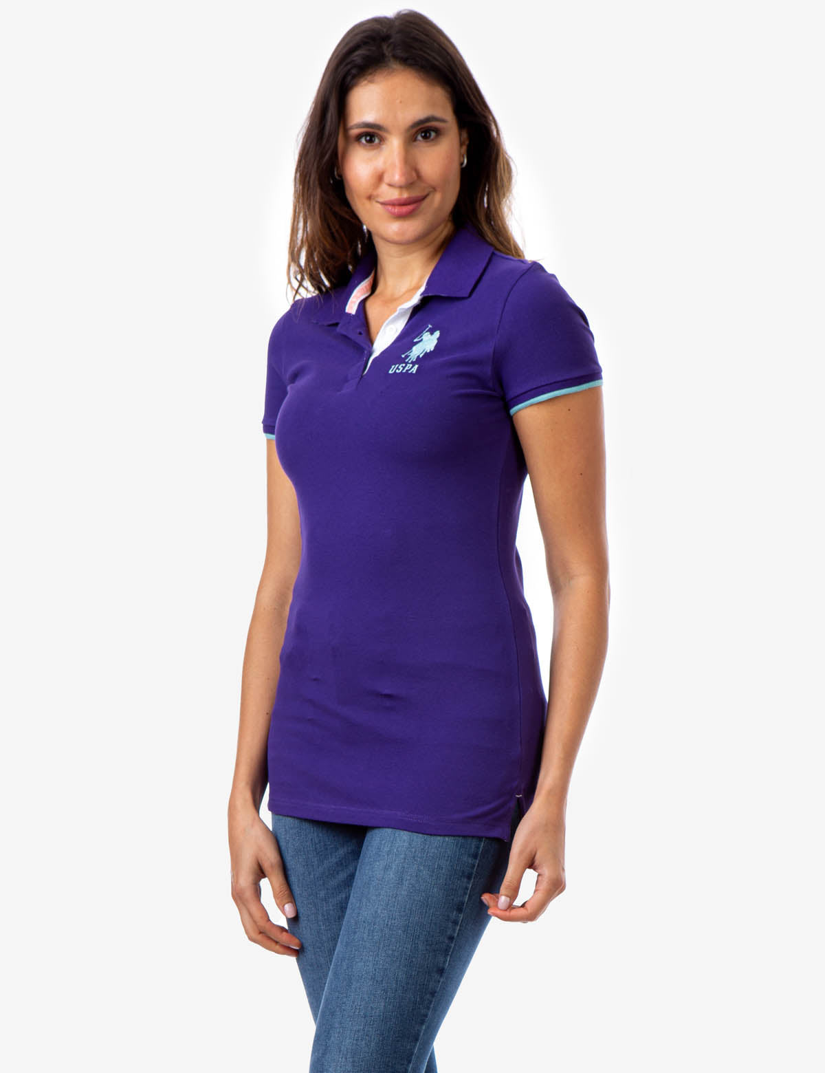 Men's Stretch Big Logo Tipped Polo Shirt - Cotton Blend