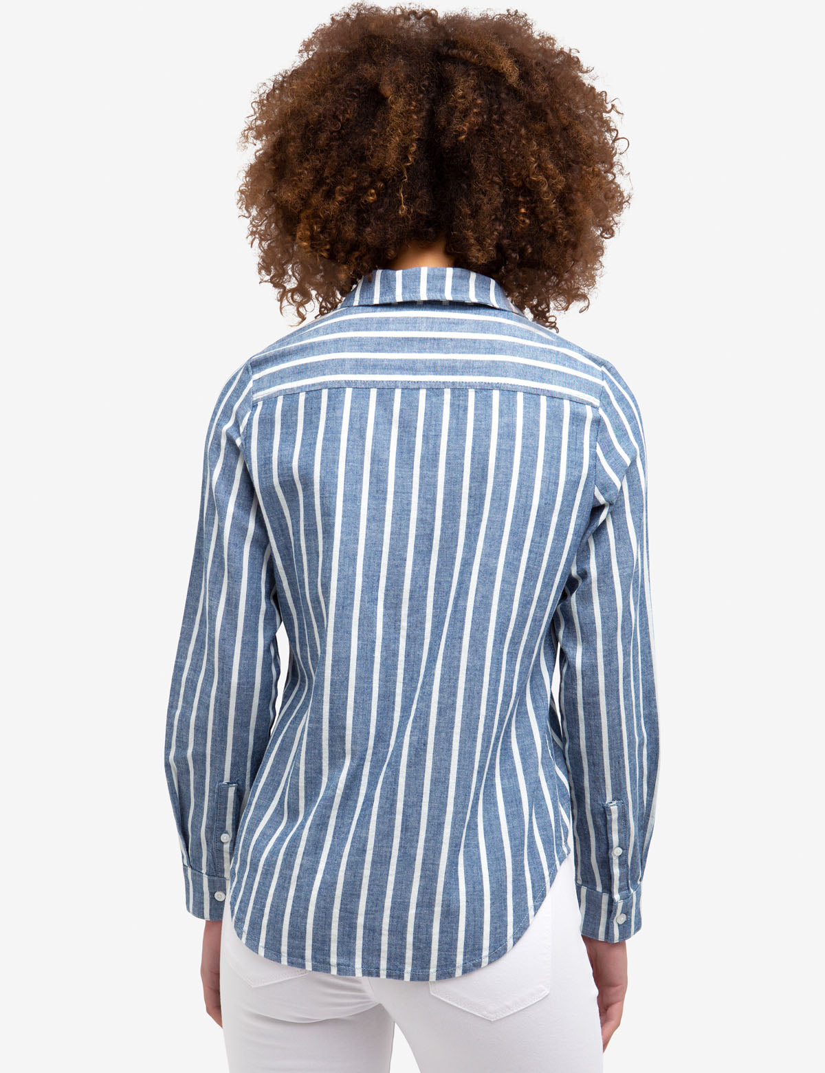 Women's Stretch Chambray Denim Shirt with Embroidered Logo
