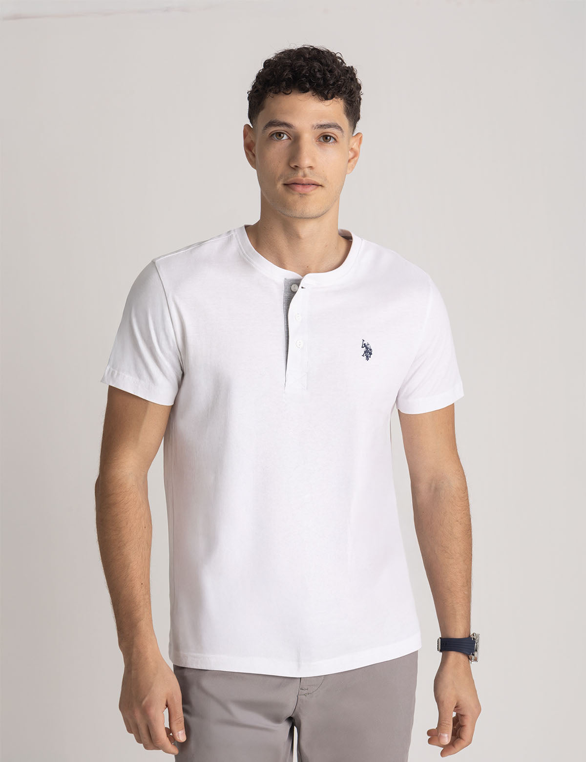 Men's Solid Jersey Henley Shirt - Soft Cotton Casual Tee