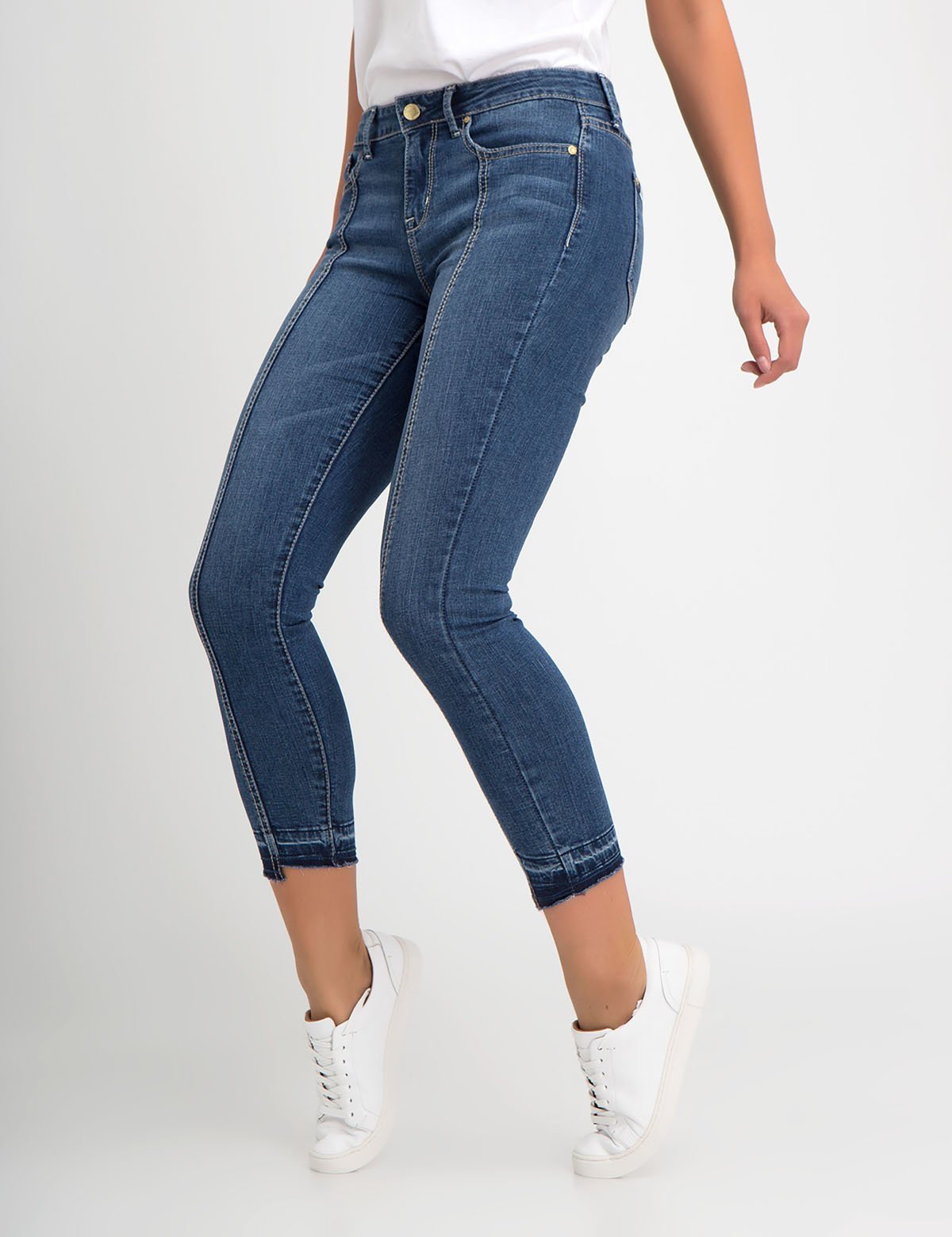 Stretch Drop Hem Jeggings with 5 Pockets - Women's Comfort Fit