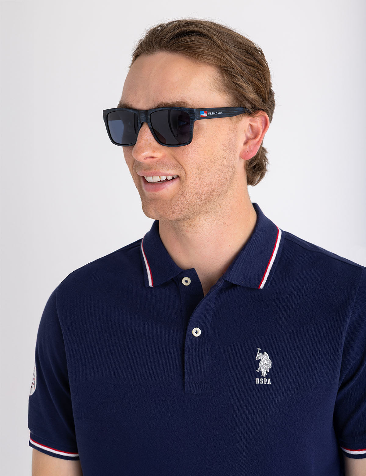 Men's Sport Sunglasses with Flag Branding – UV Protection