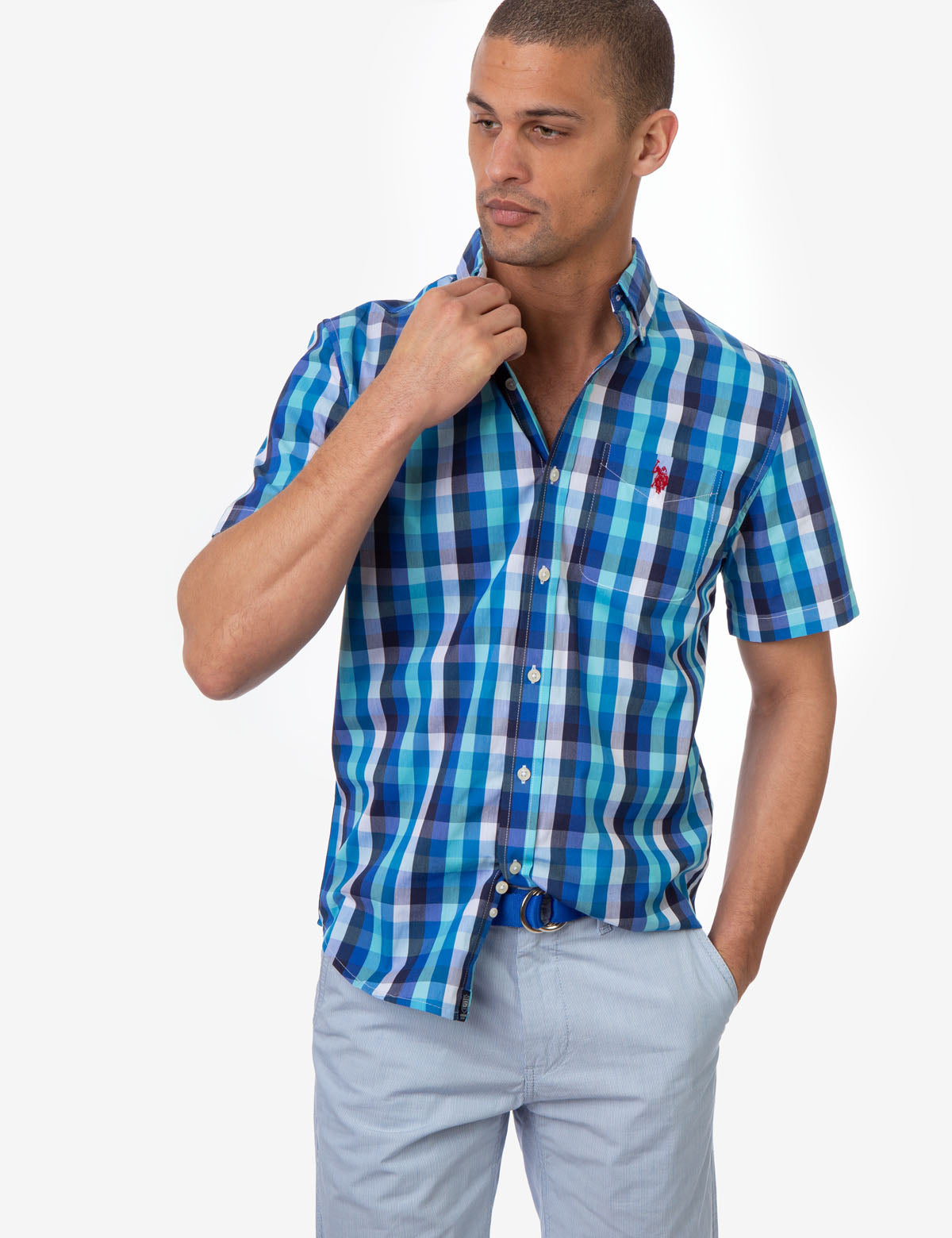 U.S. Polo Assn. Cotton Madras Plaid Short Sleeve Shirt