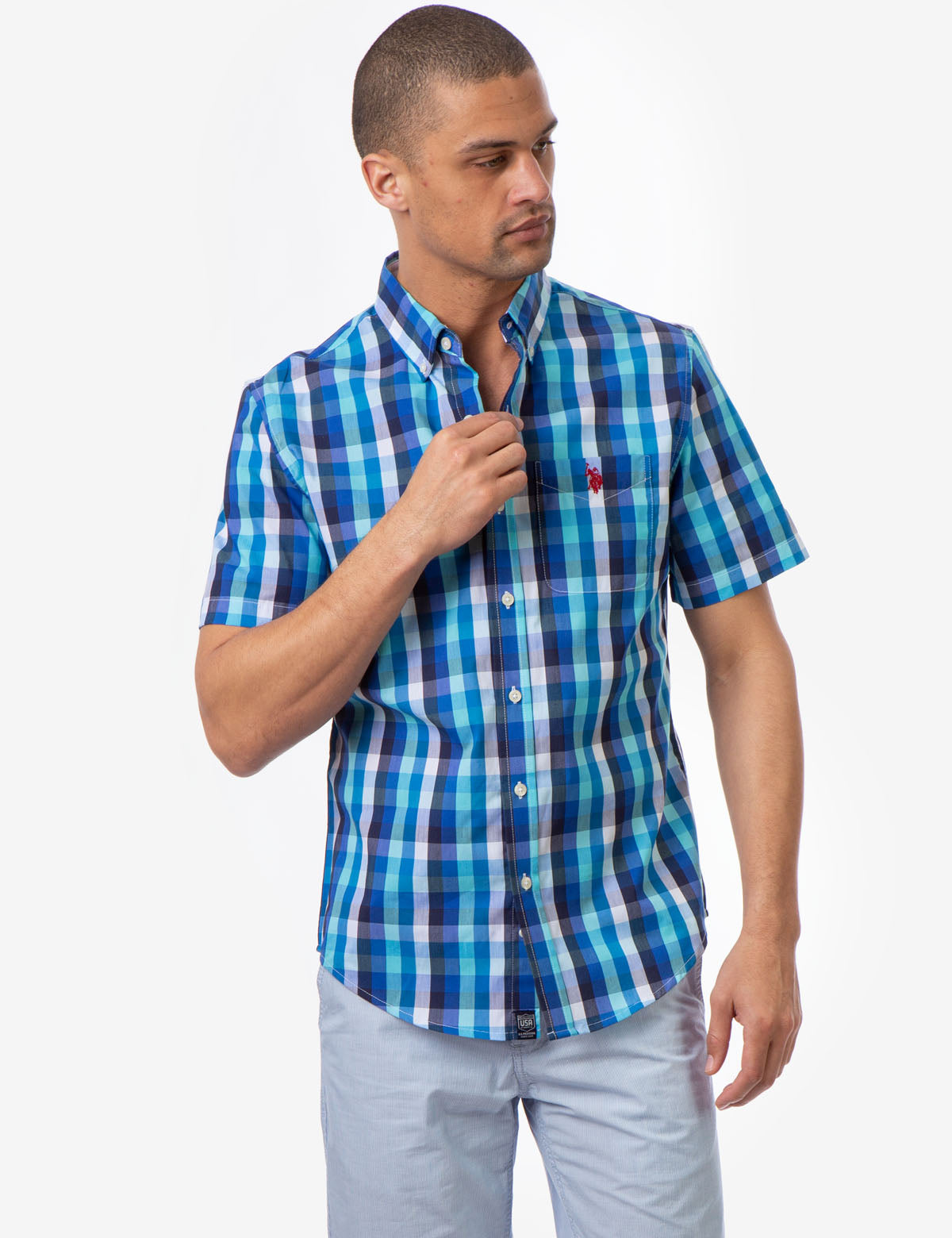 U.S. Polo Assn. Cotton Madras Plaid Short Sleeve Shirt