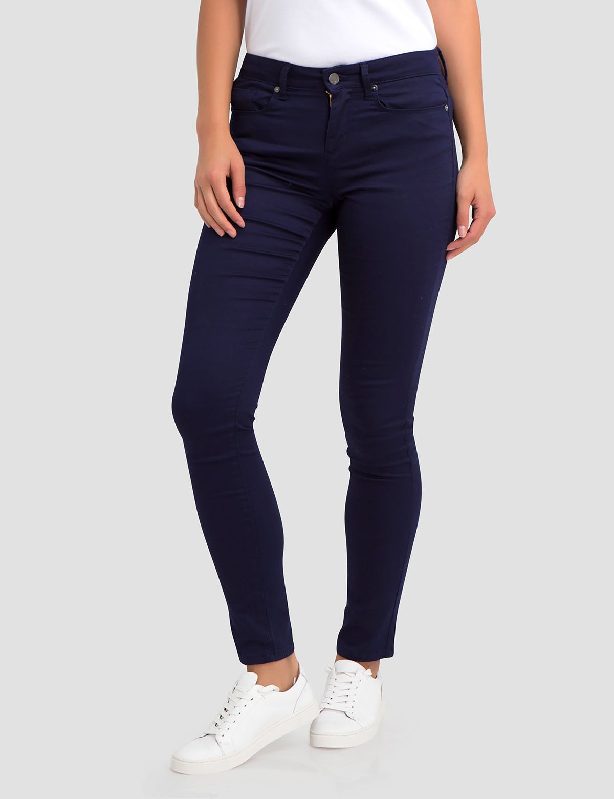 Stretch Sateen Skinny Pants - Cotton Blend Comfort Fit