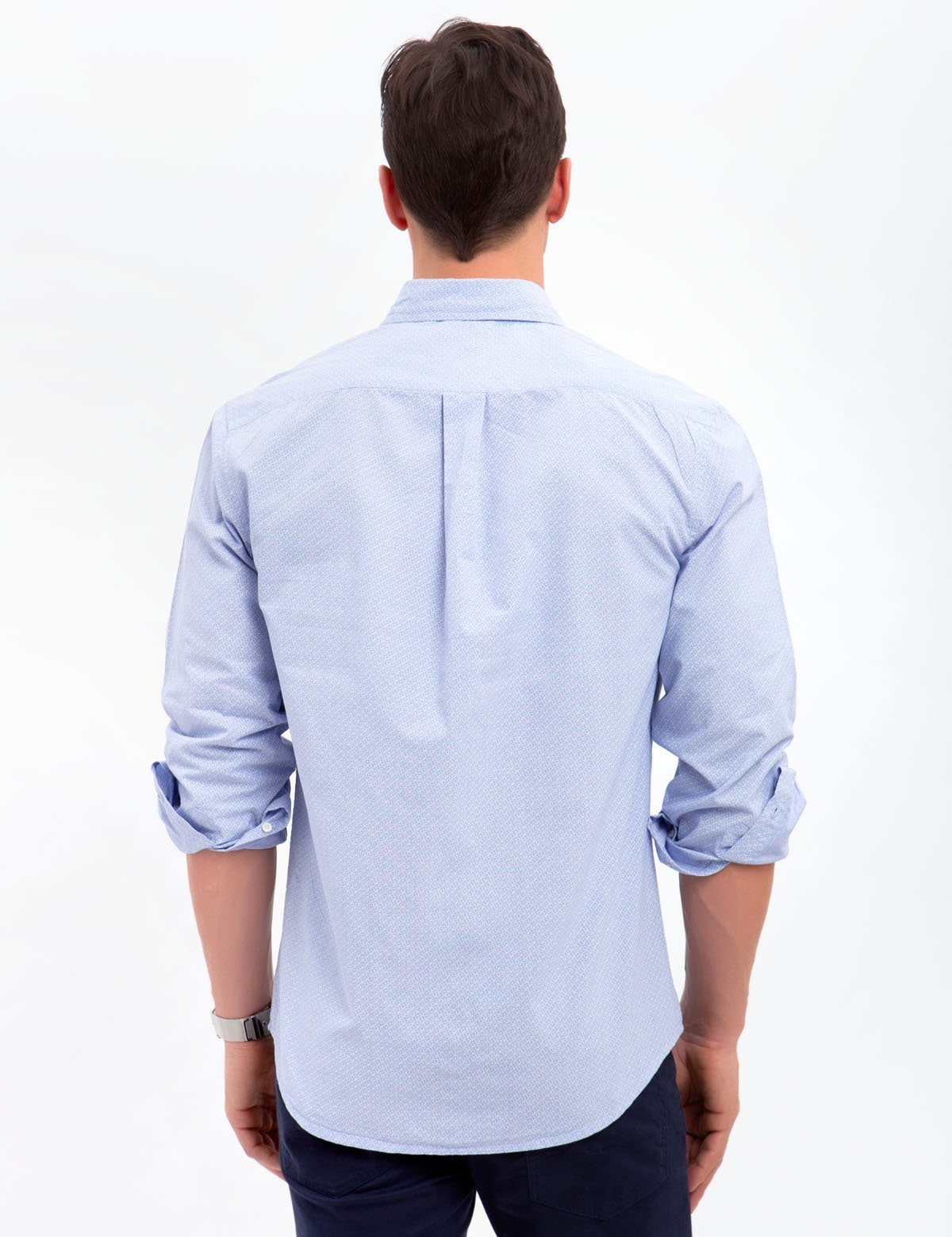 Slim Fit Stretch Printed Dress Shirt with Pocket