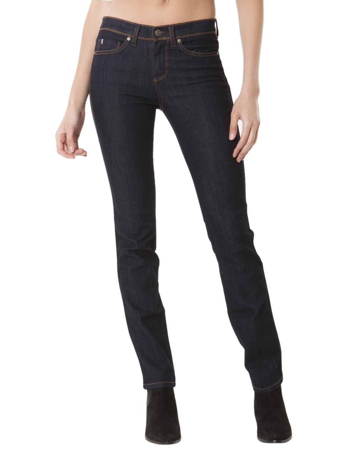 Men's Stretch Straight Fit Jeans - Premium Denim Blue/Black