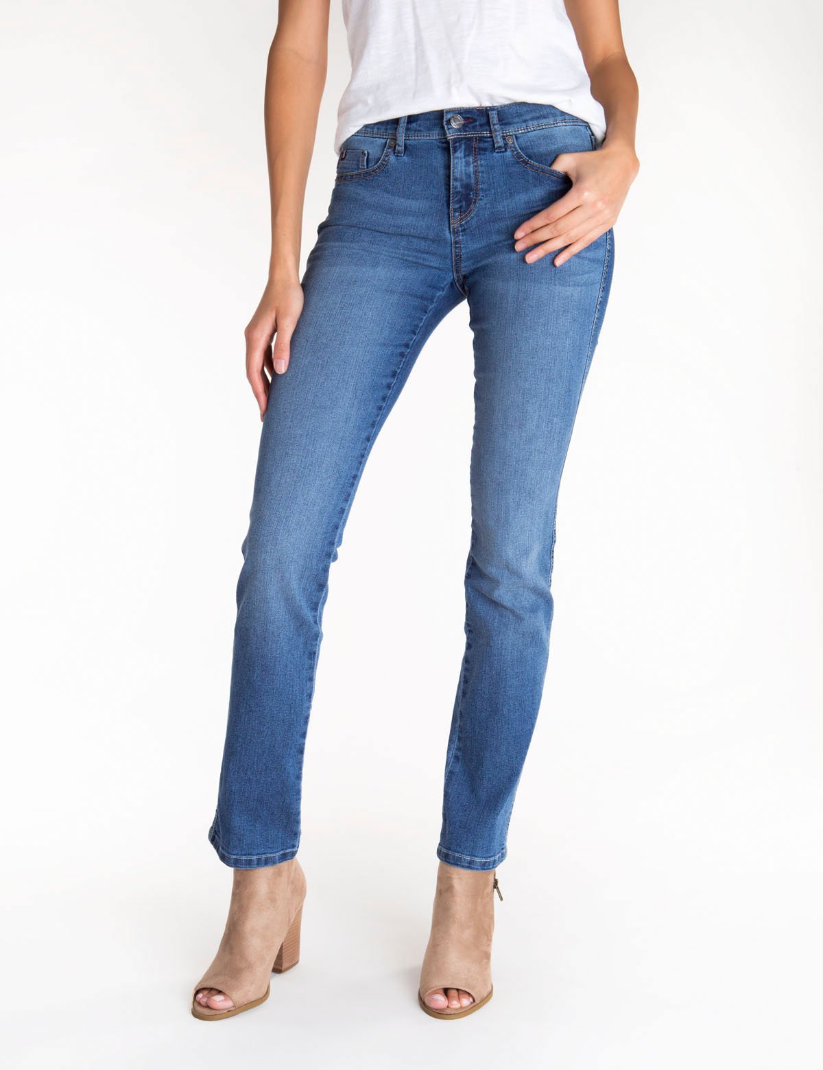 Men's Stretch Straight Fit Jeans - Premium Denim Blue/Black