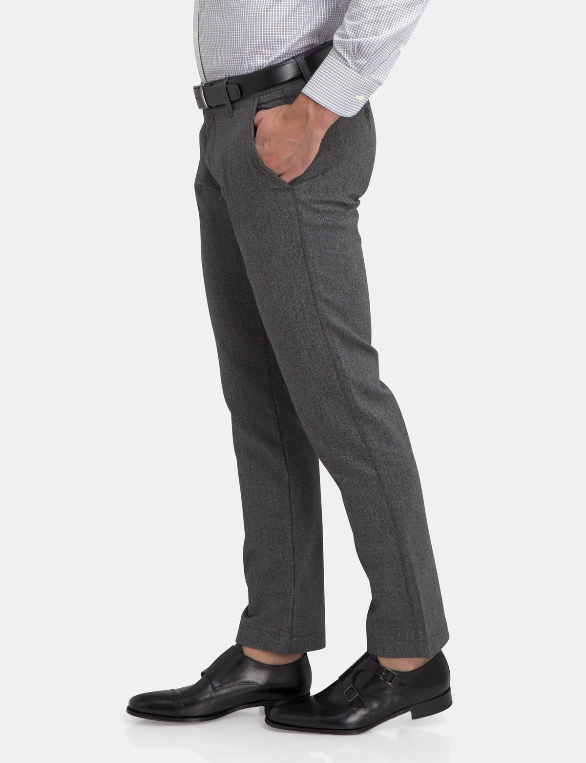 Stretch Straight Leg Pants with Button Closure & Zip Fly