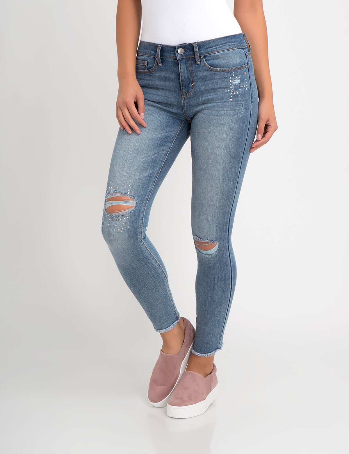 Women's Stretch Skinny Jeans with Bling Detail