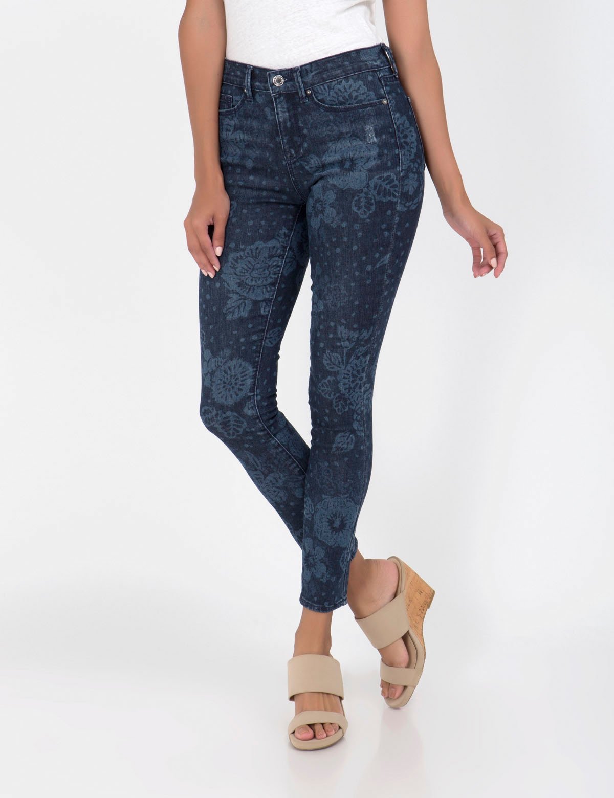 Women's Stretch Skinny Floral Jeans - Super Fit Denim