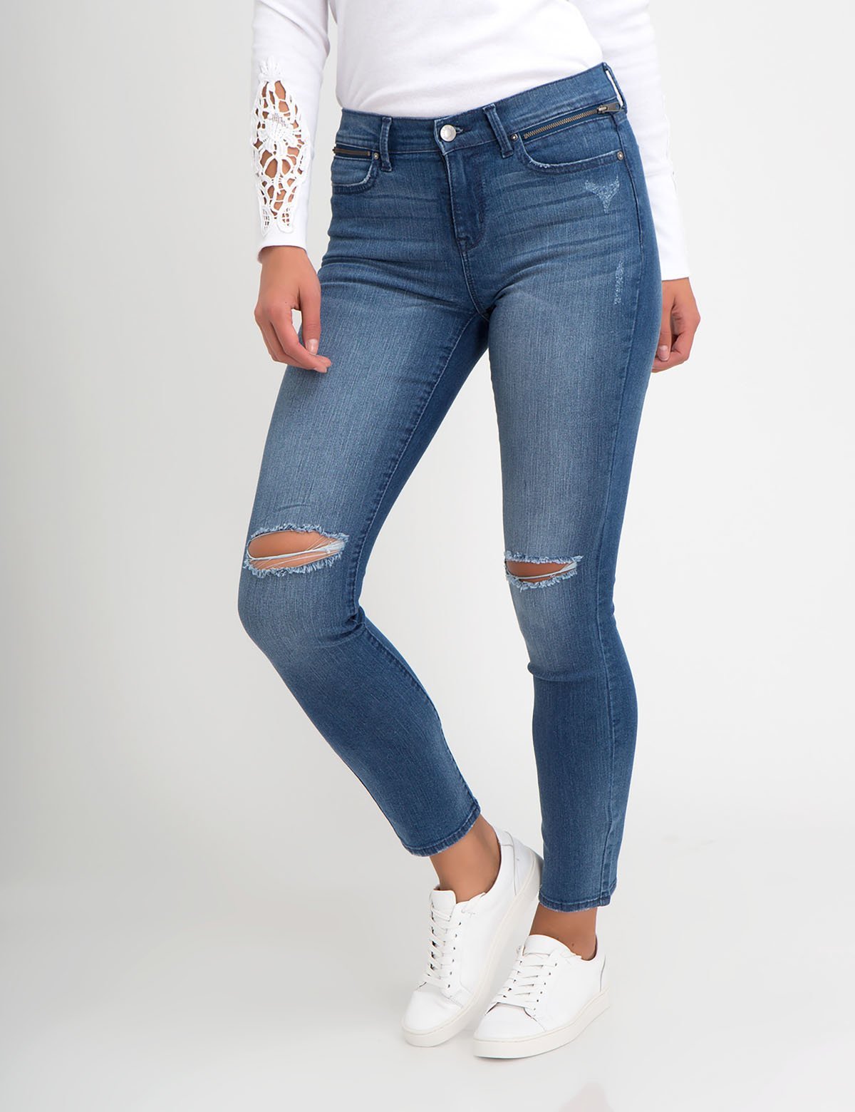 Stretch Super Skinny Jeans with Zipper Pockets