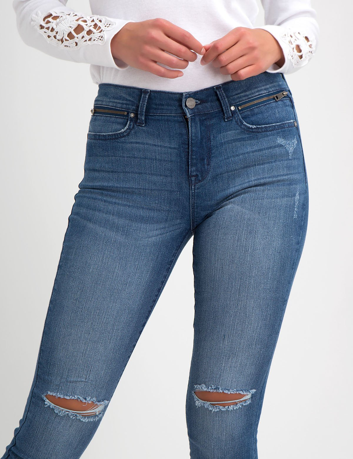 Stretch Super Skinny Jeans with Zipper Pockets