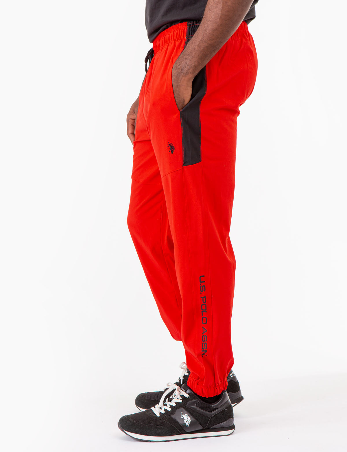 Men's Stretch Woven Jogger Pants with Side Stripes
