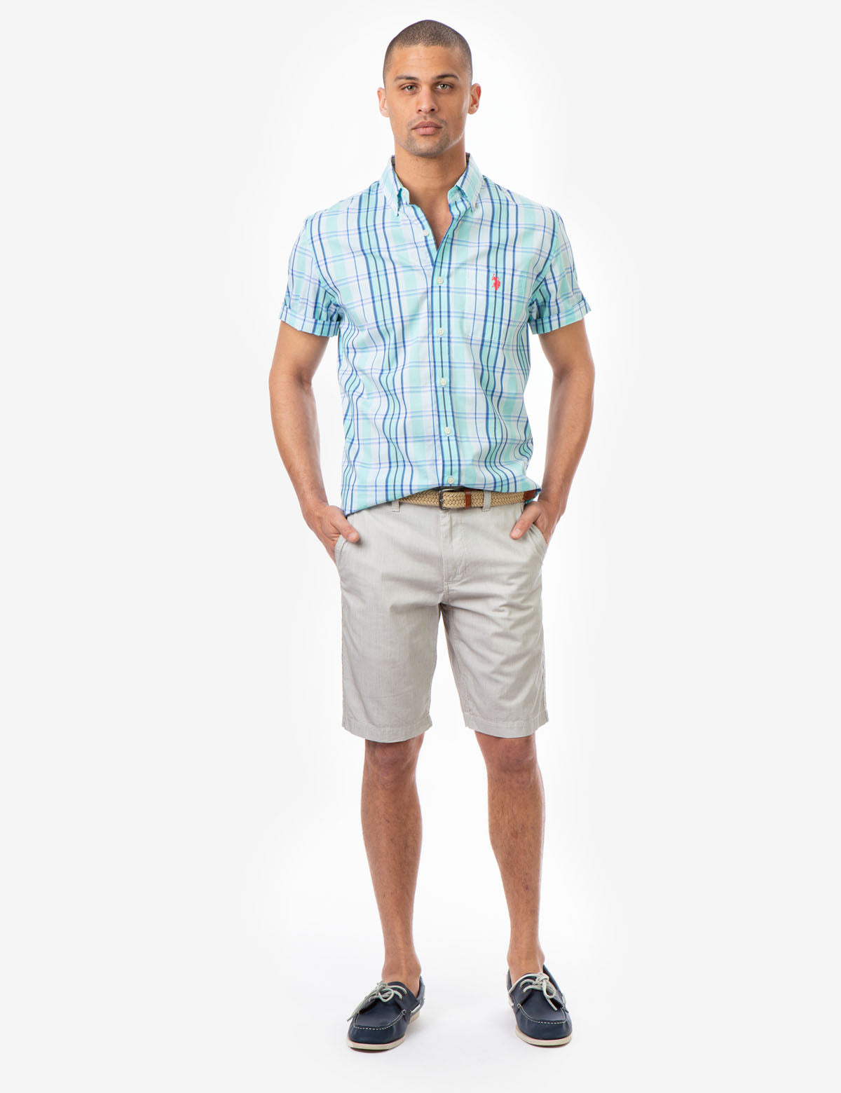 Men's Hartford Stripe Zip-Fly Shorts with Button Pockets
