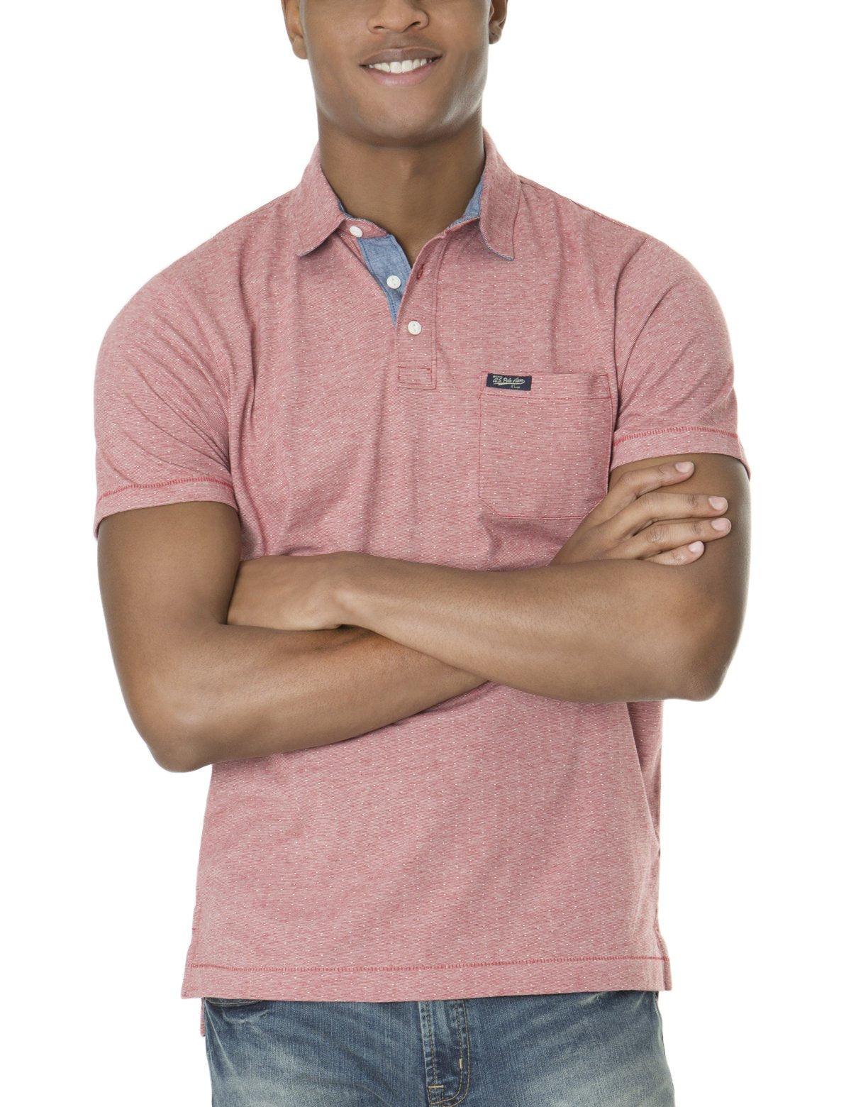 Men's Striped Jacquard Polo Shirt - Cotton Blend Classic Fit