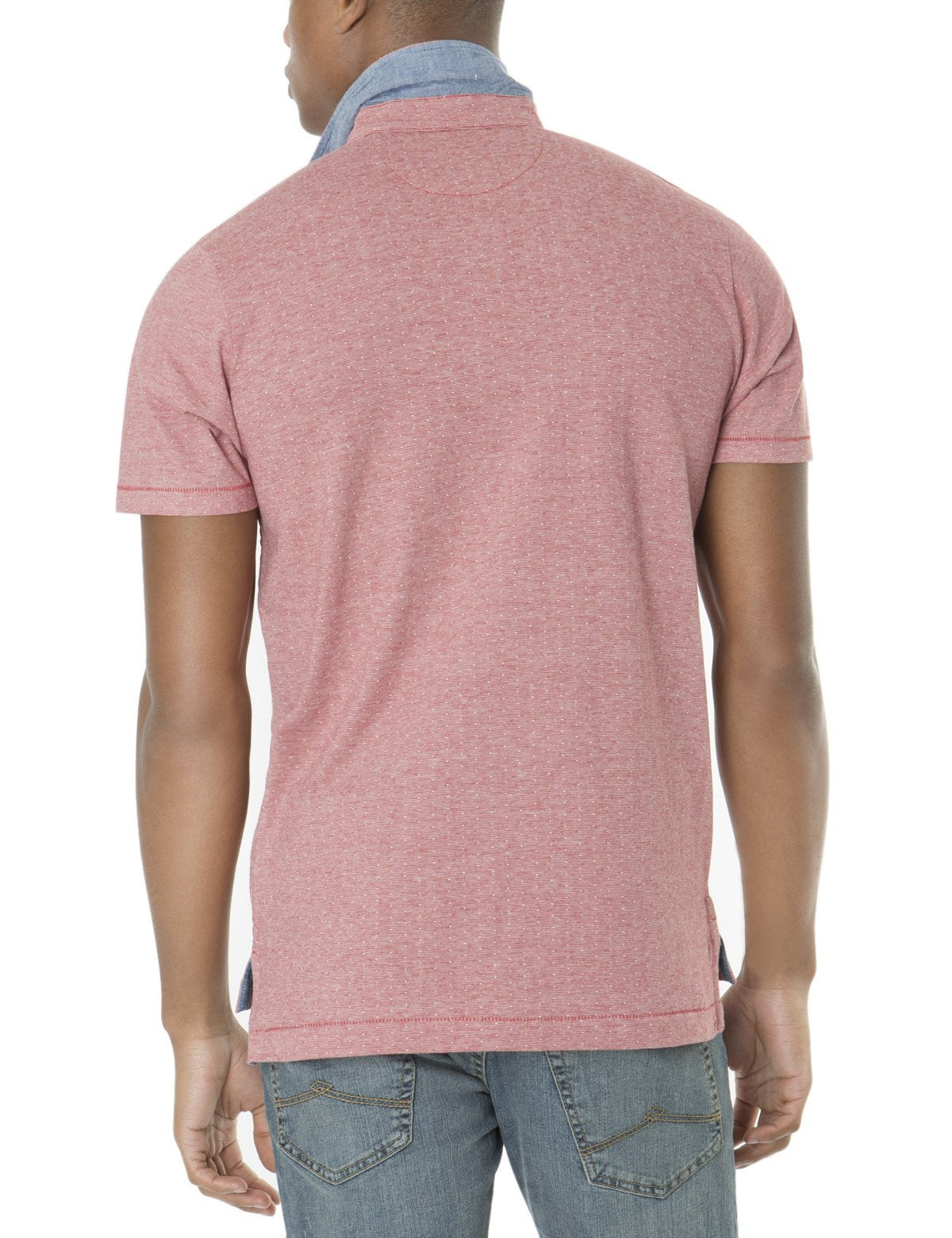 Men's Striped Jacquard Polo Shirt - Cotton Blend Classic Fit