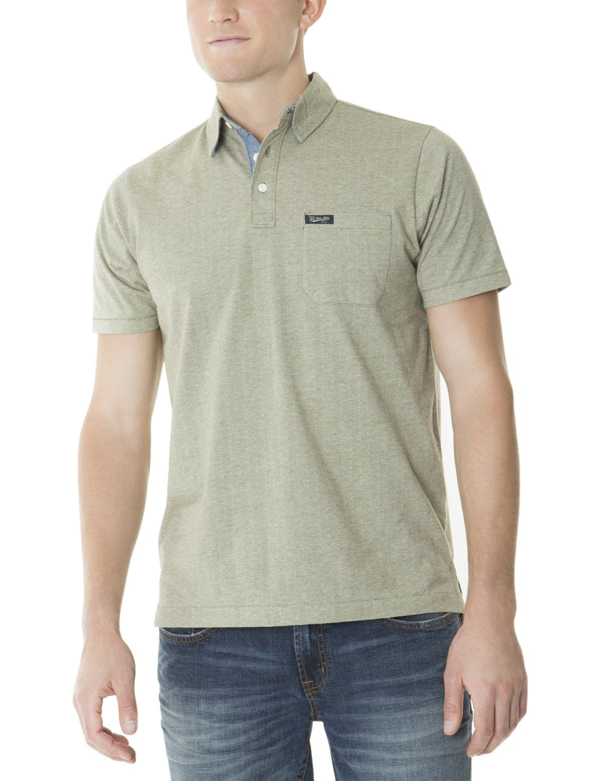Men's Striped Jacquard Polo Shirt - Cotton Blend Classic Fit