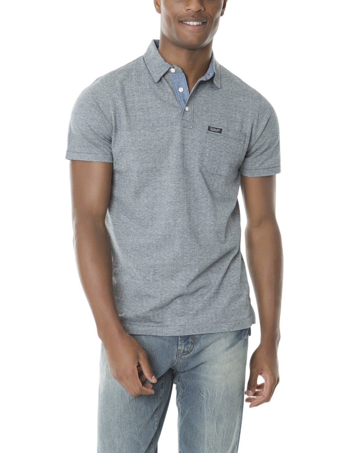 Men's Striped Jacquard Polo Shirt - Cotton Blend Classic Fit