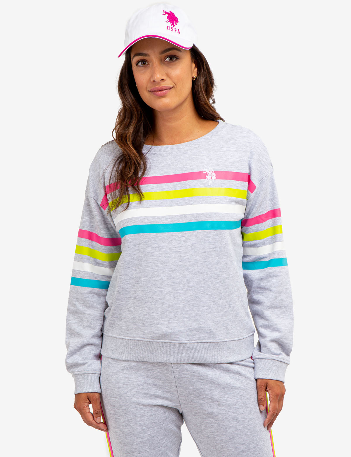 Stripe Logo Crewneck Sweatshirt - Casual Cotton Pullover