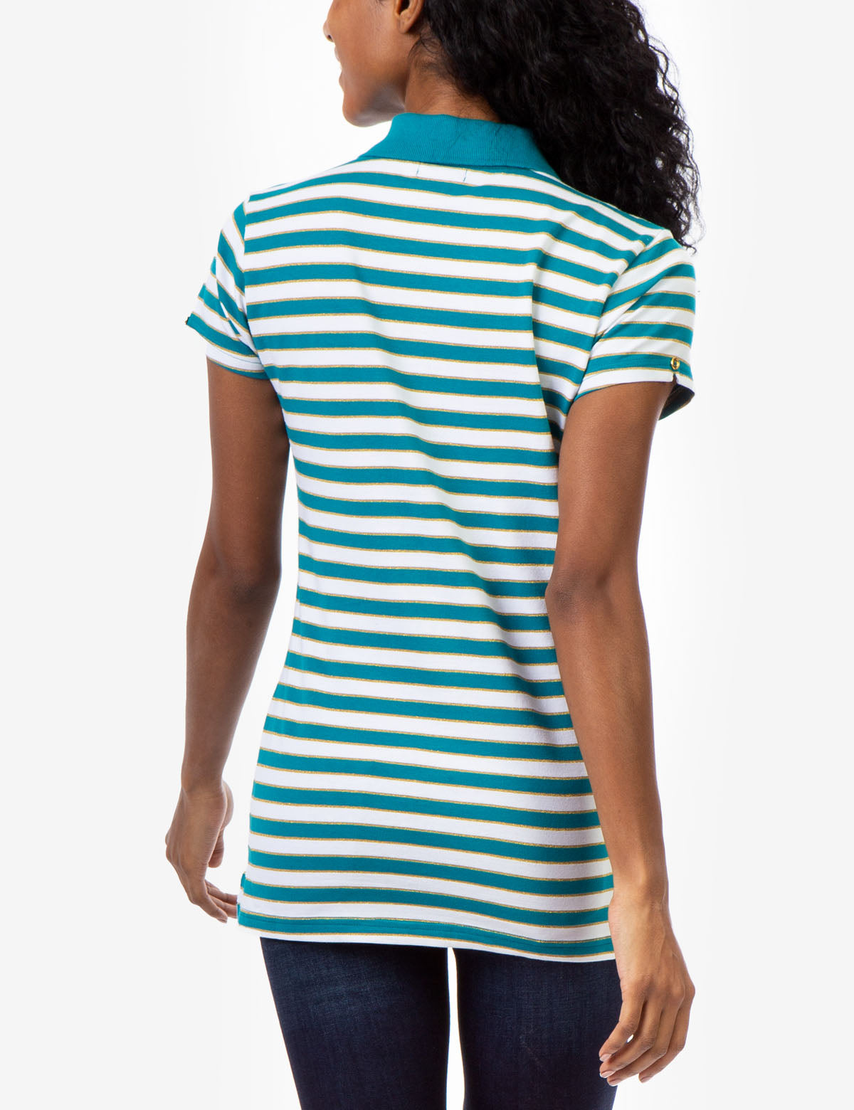 Men's Metallic Stripe Lurex Polo Shirt with Vented Sides