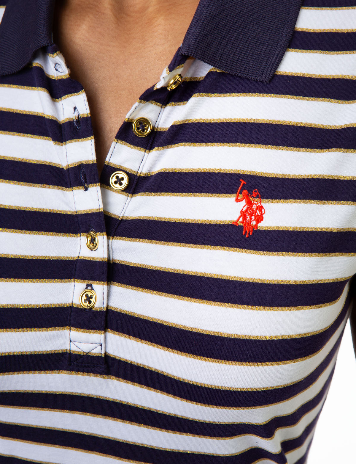 Men's Metallic Stripe Lurex Polo Shirt with Vented Sides