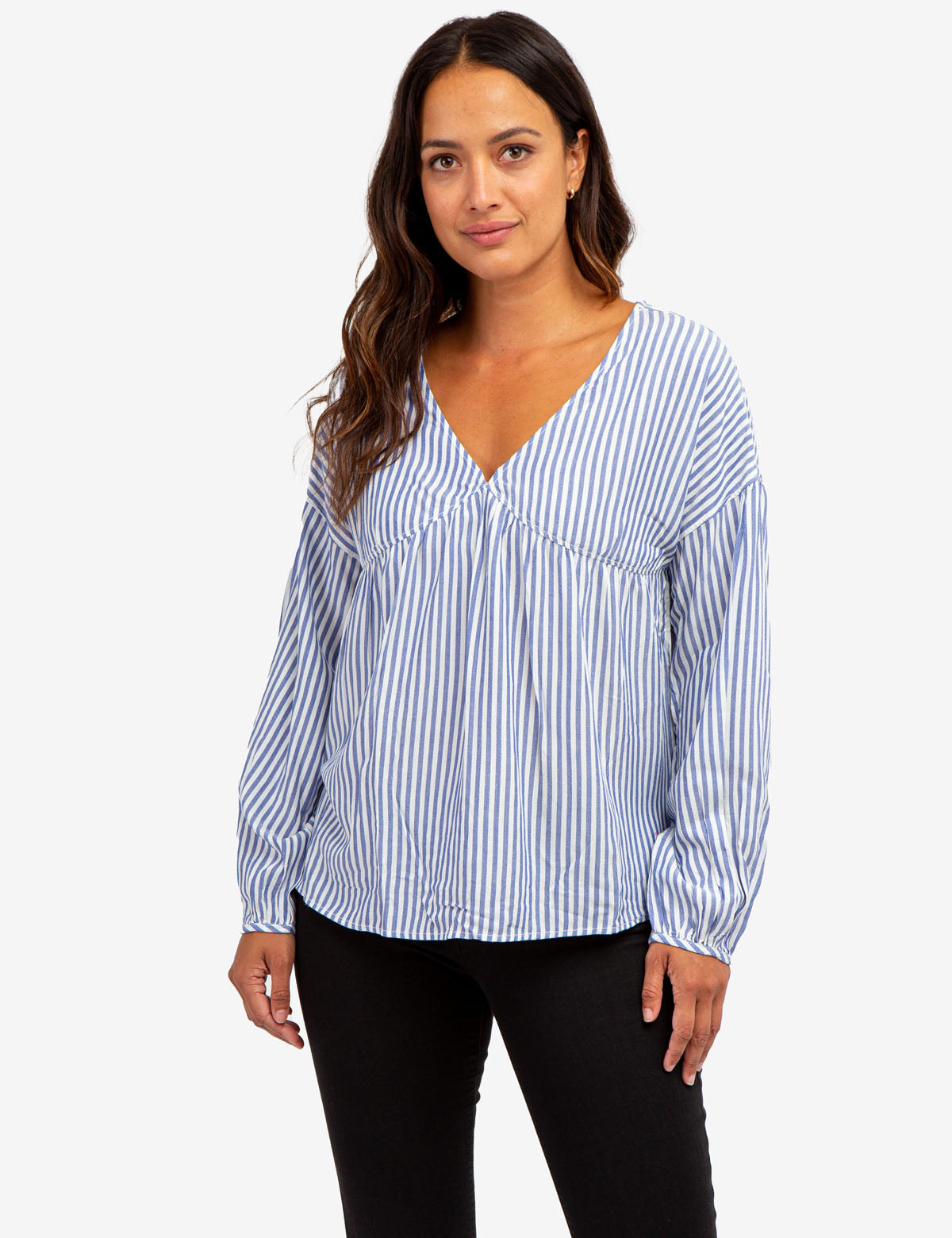 Women's Striped V-Neck Top - Poetic Elegance