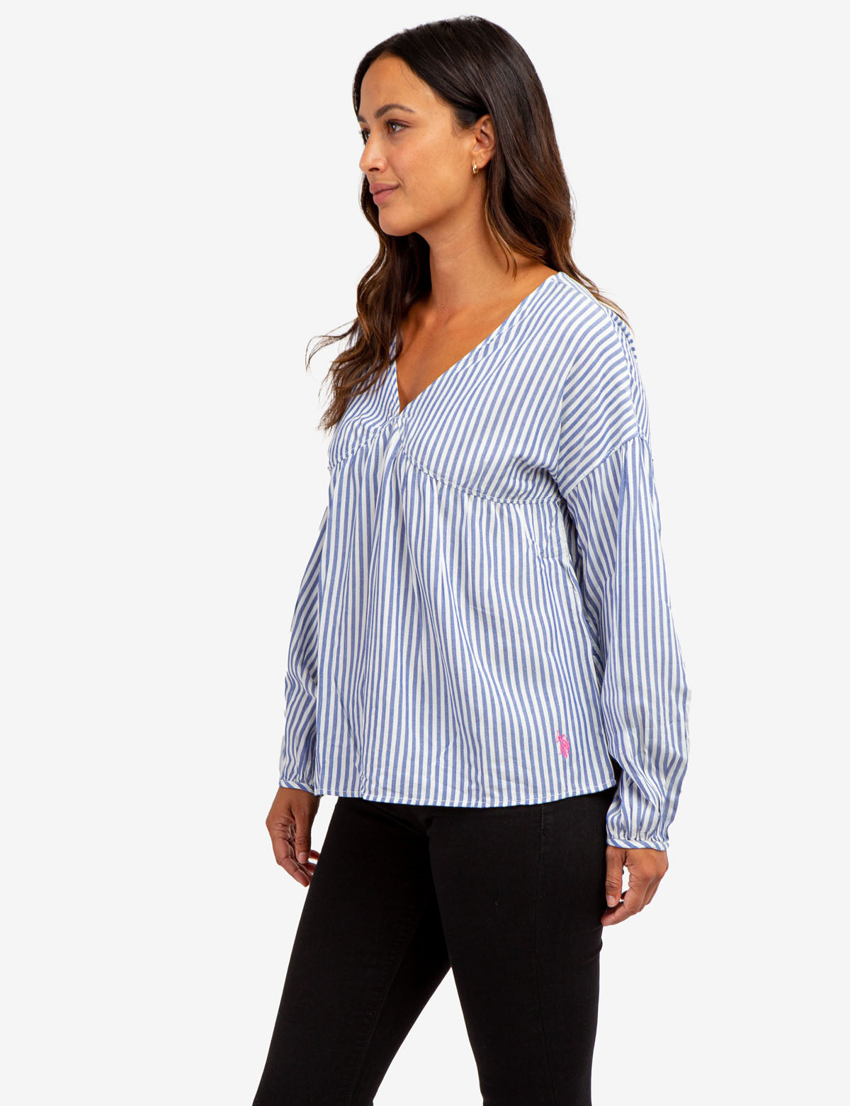 Women's Striped V-Neck Top - Poetic Elegance