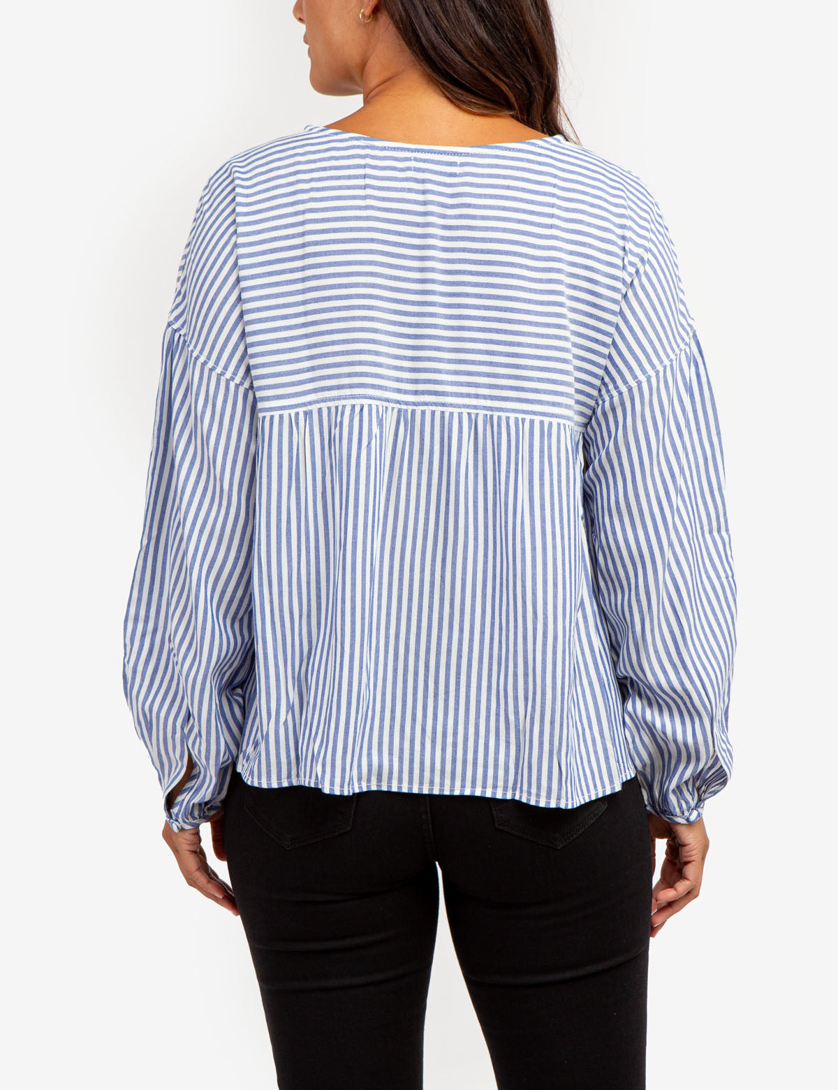Women's Striped V-Neck Top - Poetic Elegance
