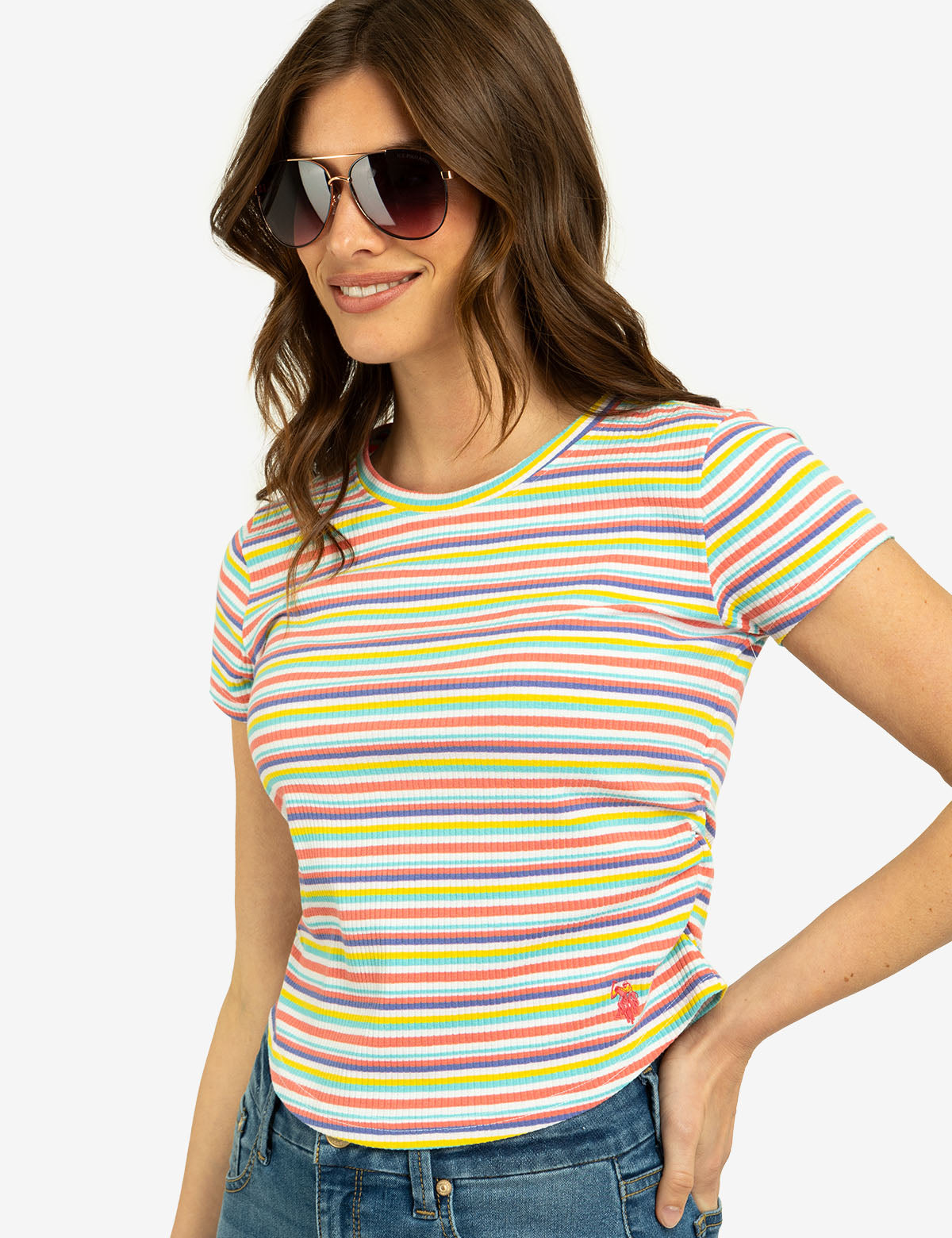 Striped Ruché Side Top - Women's Fashion Blouse