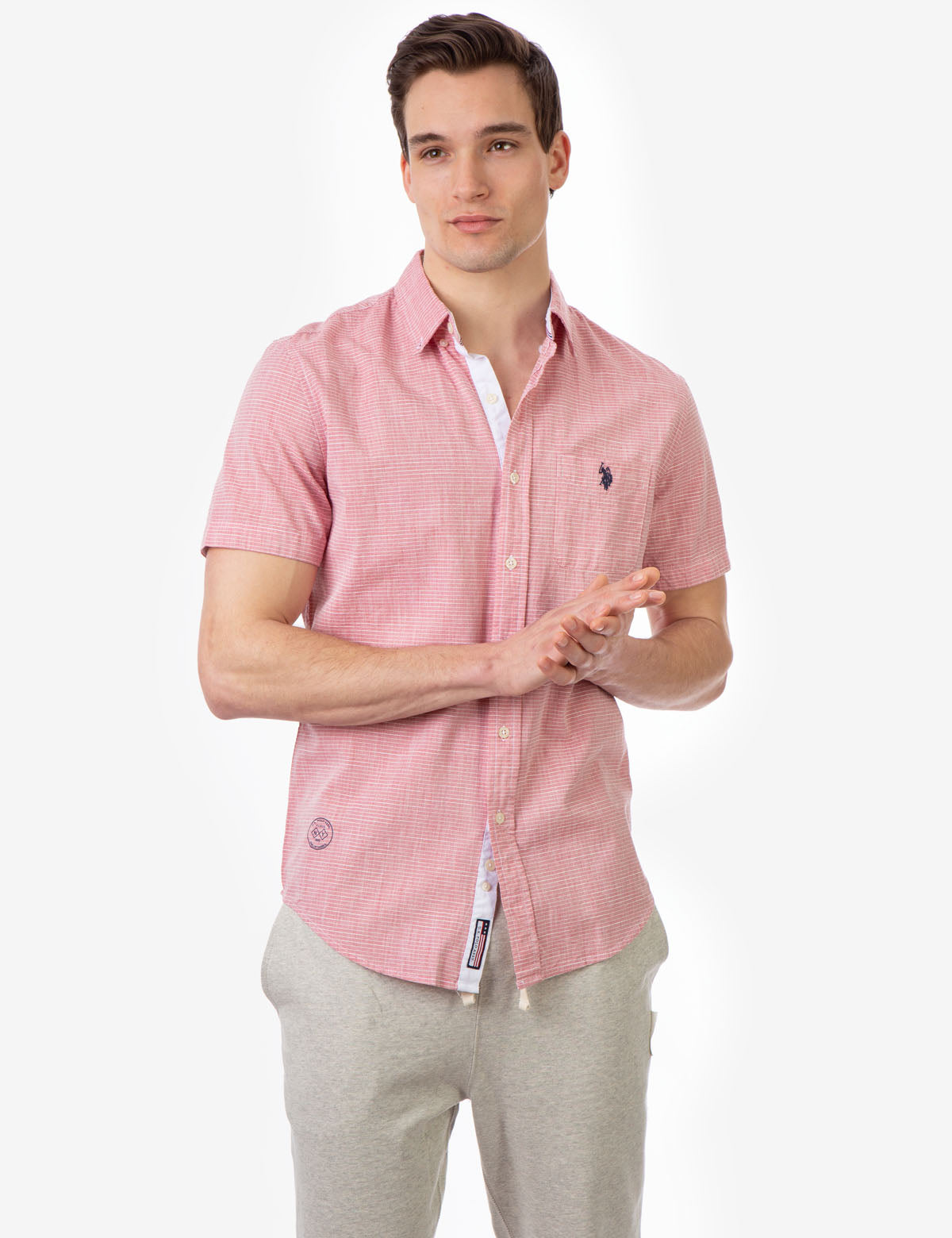 U.S. Polo Assn Stripe Short Sleeve Button-Up Shirt