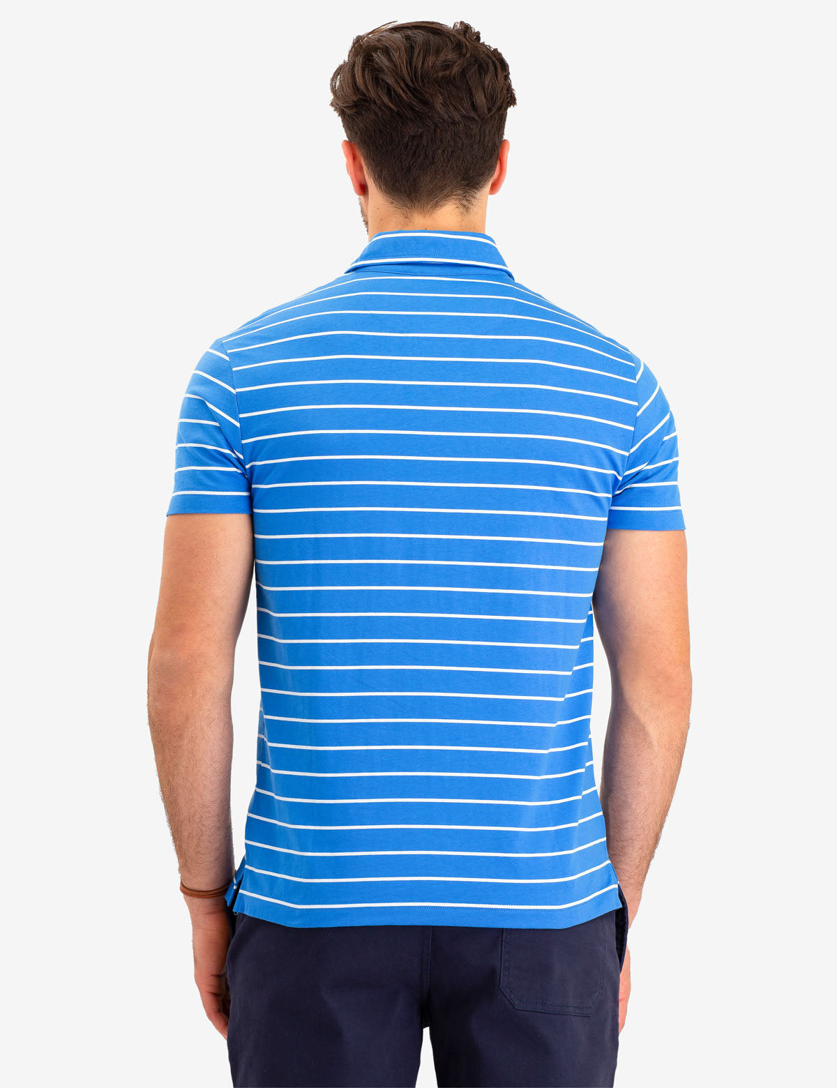 Men's Striped Polo Shirt with Pocket & Logo