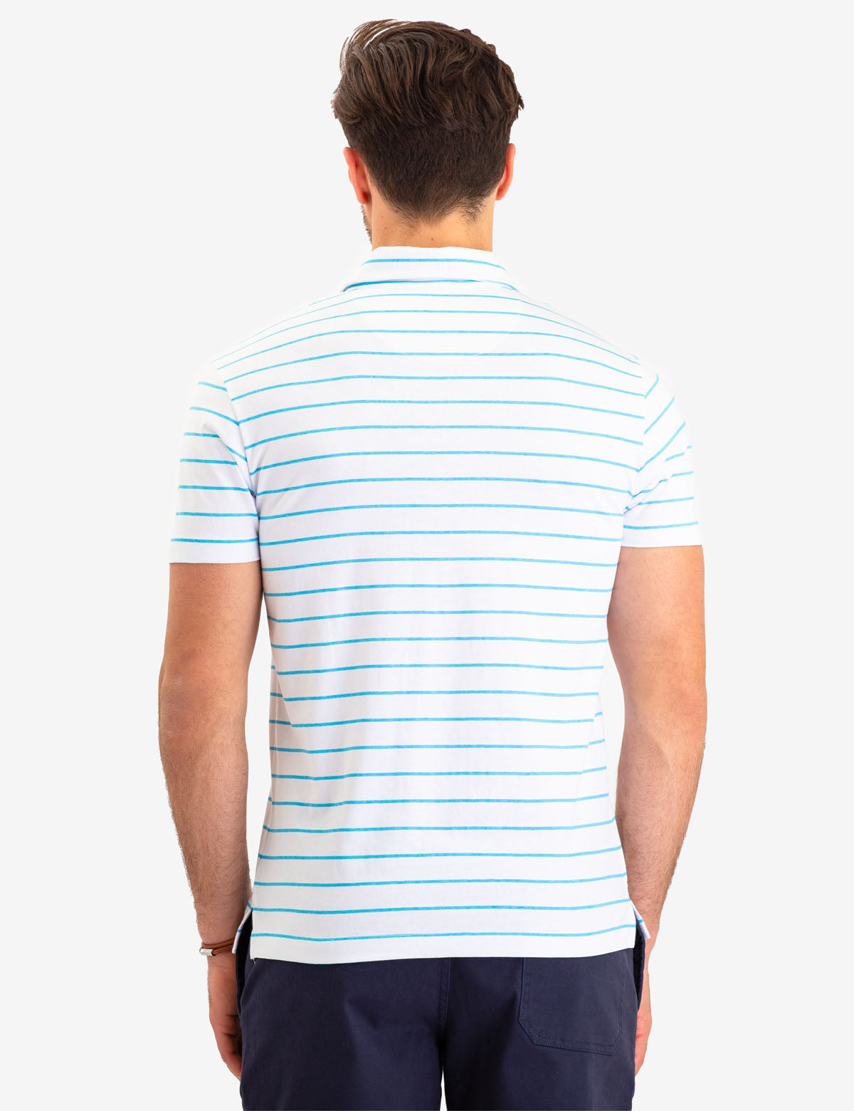 Men's Striped Polo Shirt with Pocket & Logo