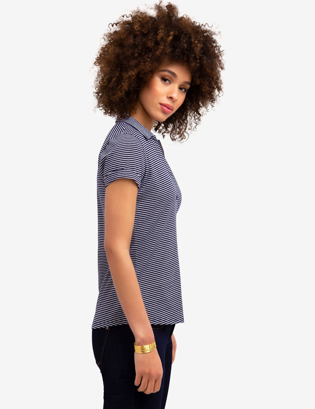 Men's Striped Polo Shirt - Short Sleeve with Embroidered Logo