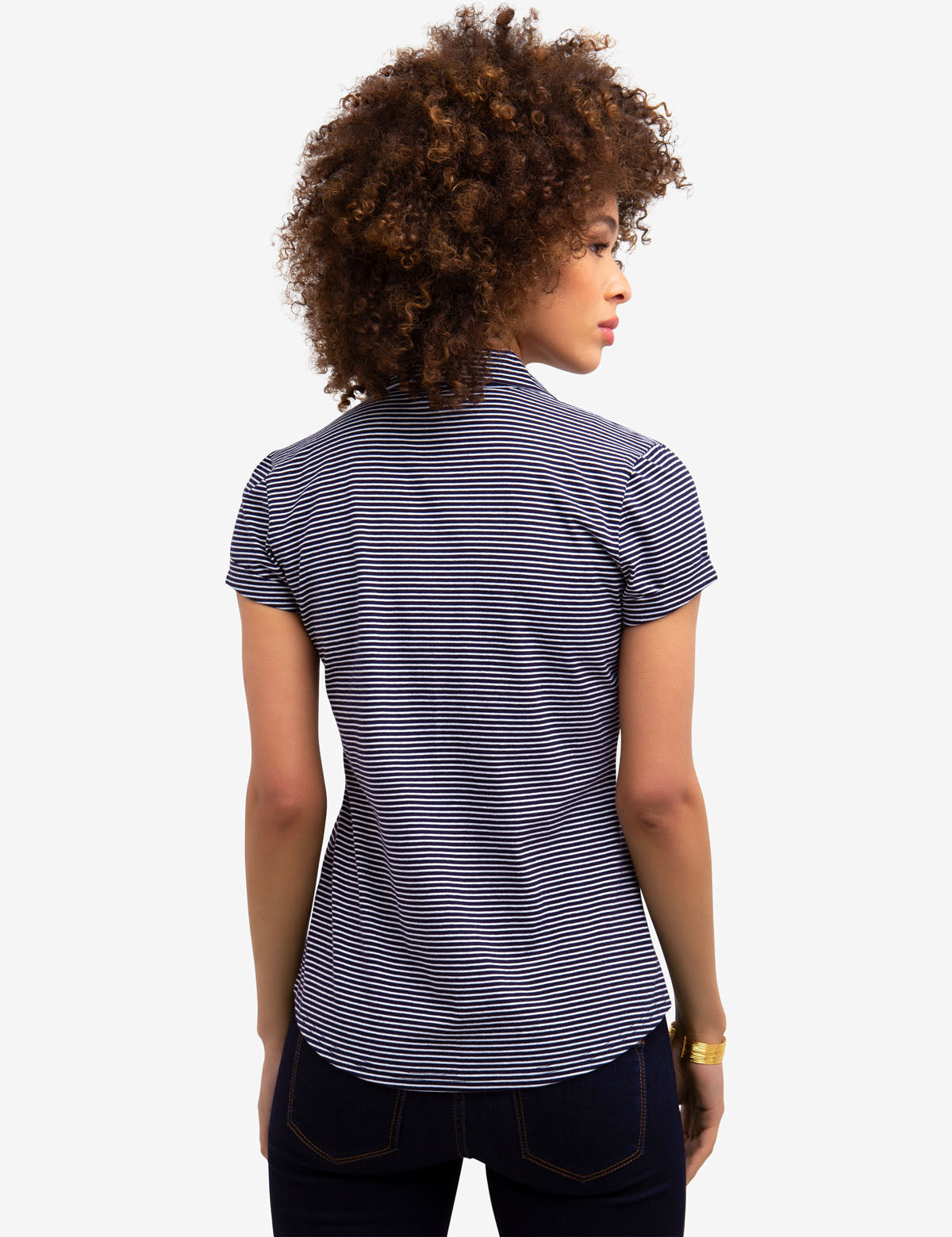 Men's Striped Polo Shirt - Short Sleeve with Embroidered Logo