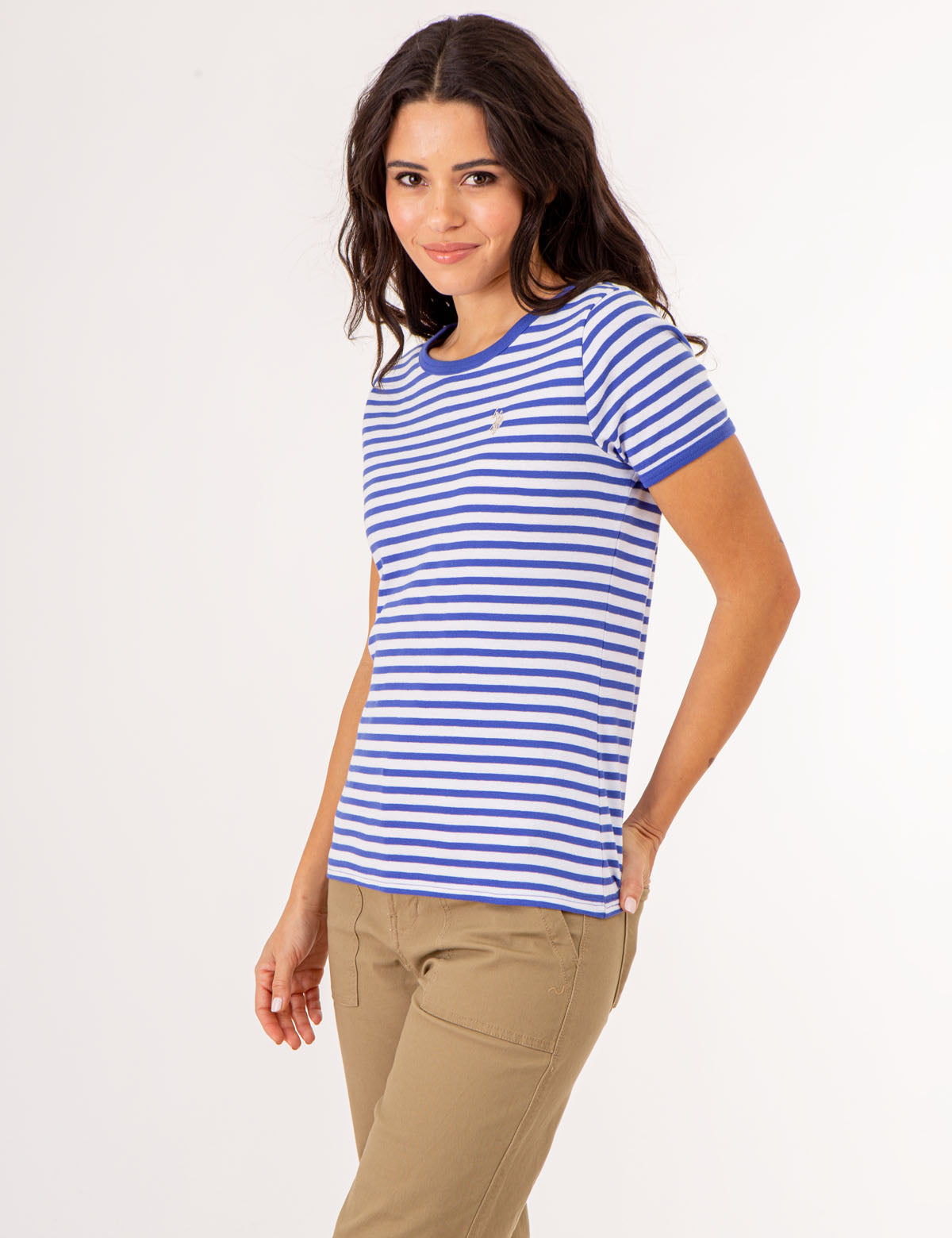 Vintage Striped Ringer T-Shirt with Contrast Neck Trim