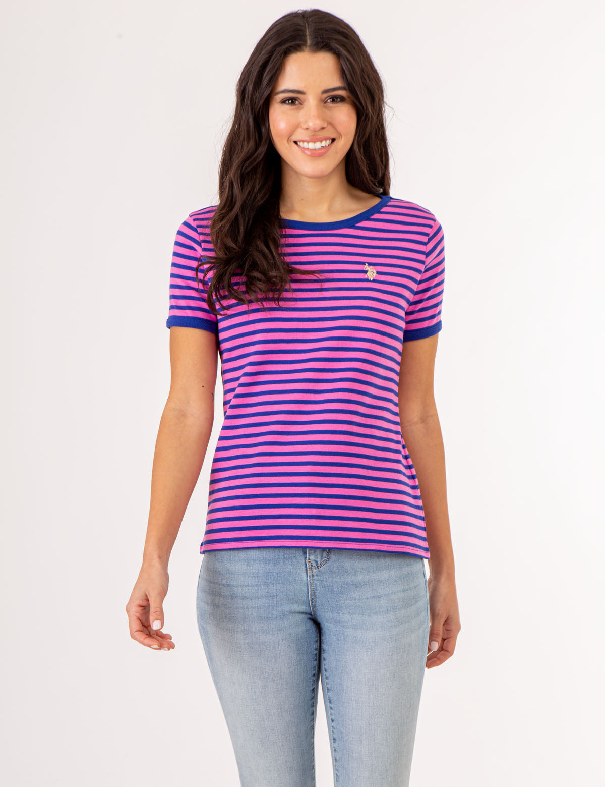 Vintage Striped Ringer T-Shirt with Contrast Neck Trim