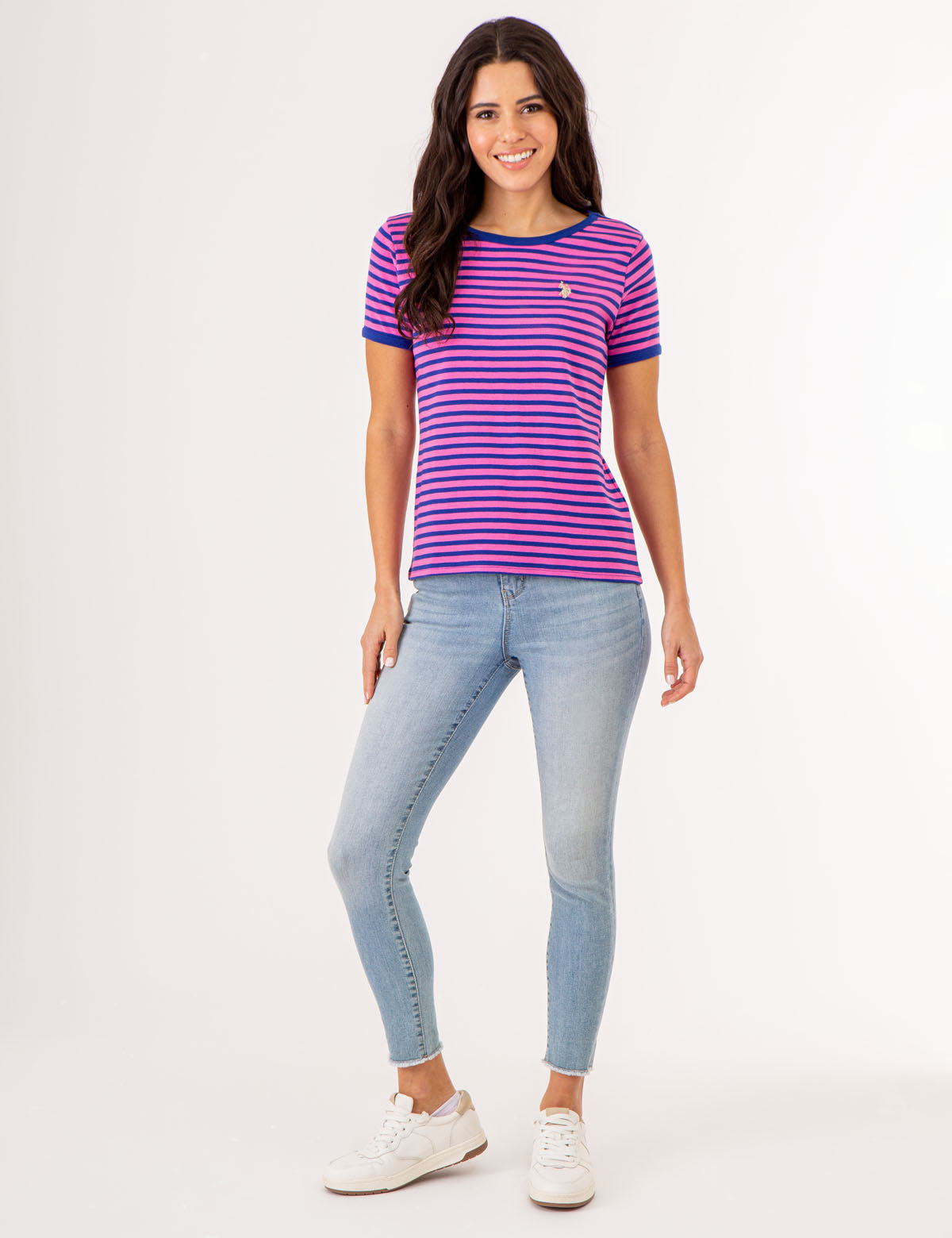 Vintage Striped Ringer T-Shirt with Contrast Neck Trim