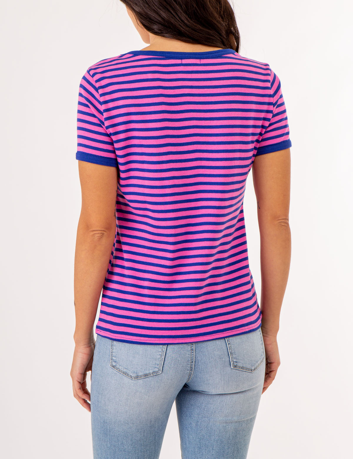 Vintage Striped Ringer T-Shirt with Contrast Neck Trim