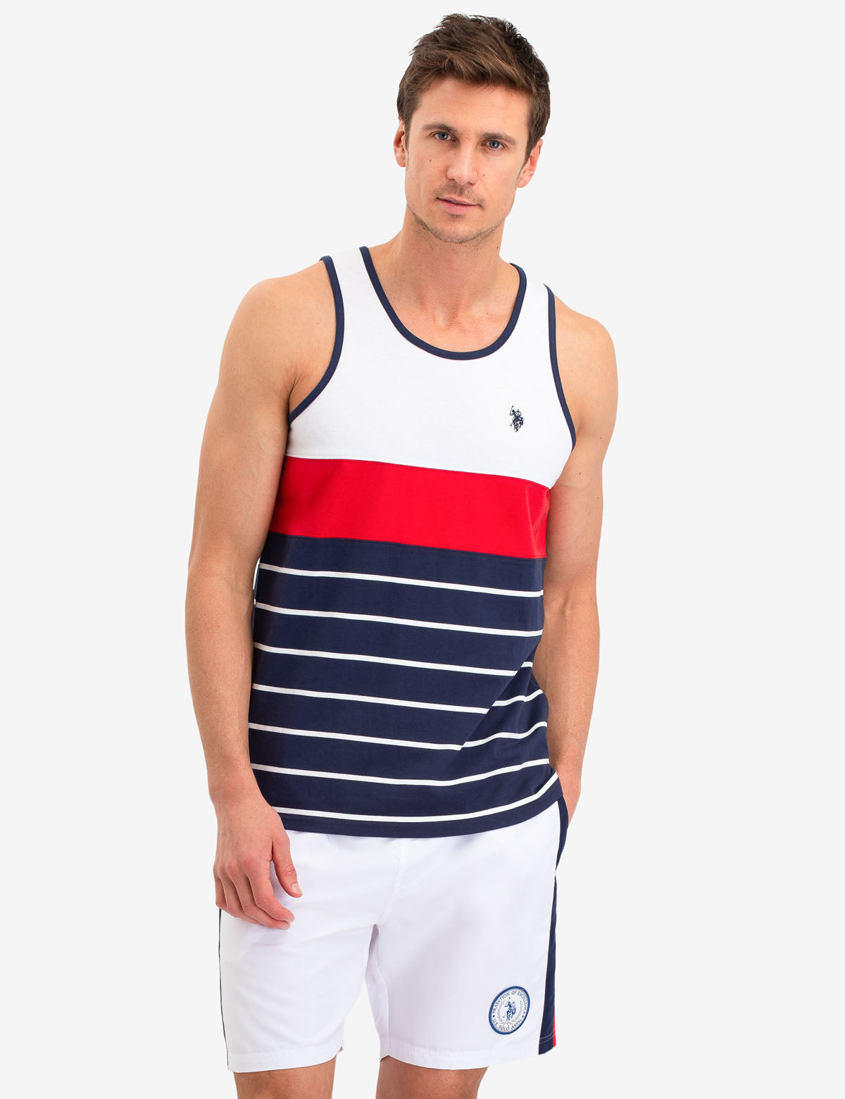 Men's Striped Cotton Blend Sleeveless Tank Top