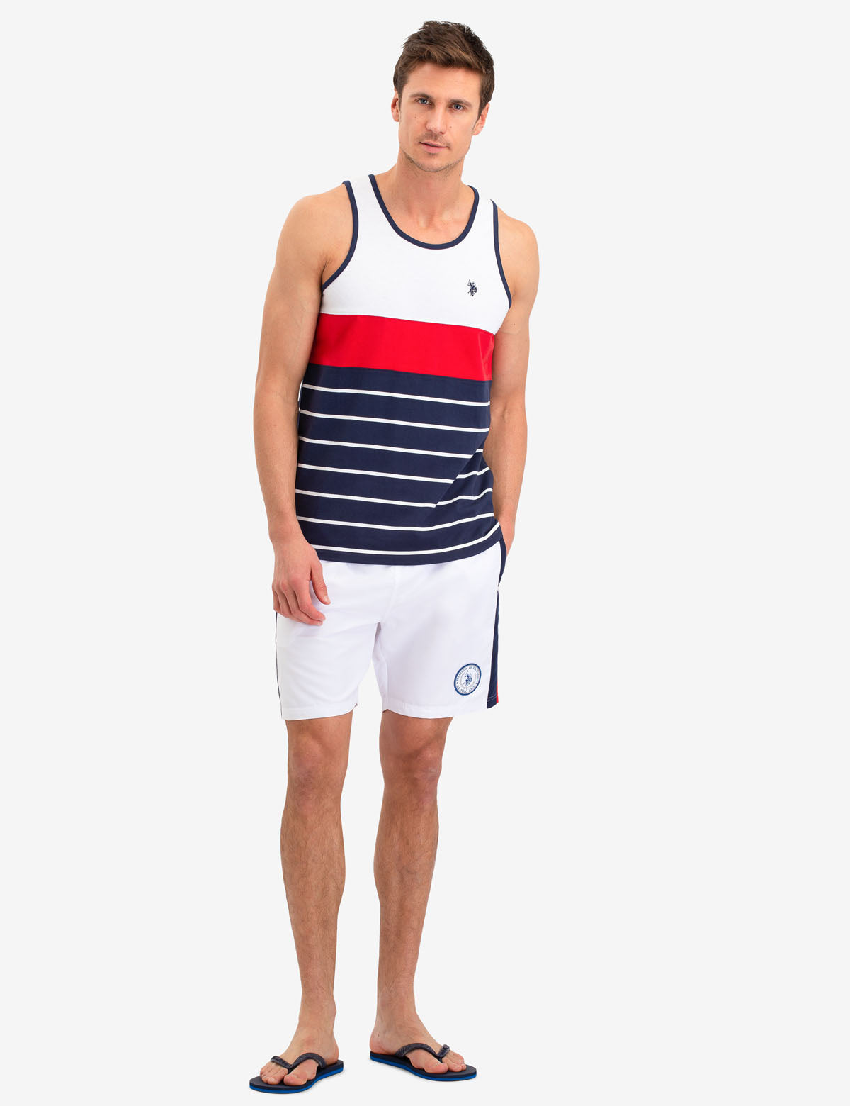 Men's Striped Cotton Blend Sleeveless Tank Top