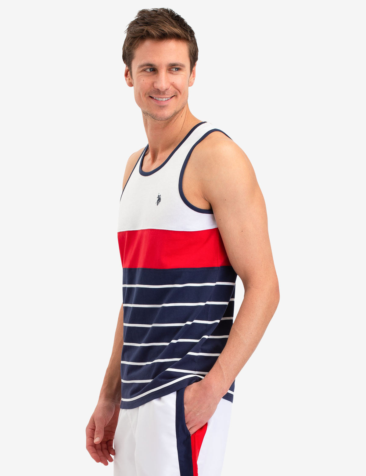 Men's Striped Cotton Blend Sleeveless Tank Top