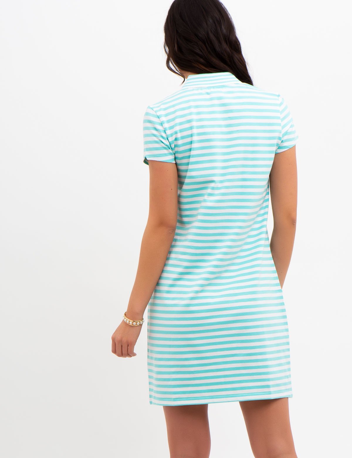 Striped Zip-Up Dress with Front Zipper Detail